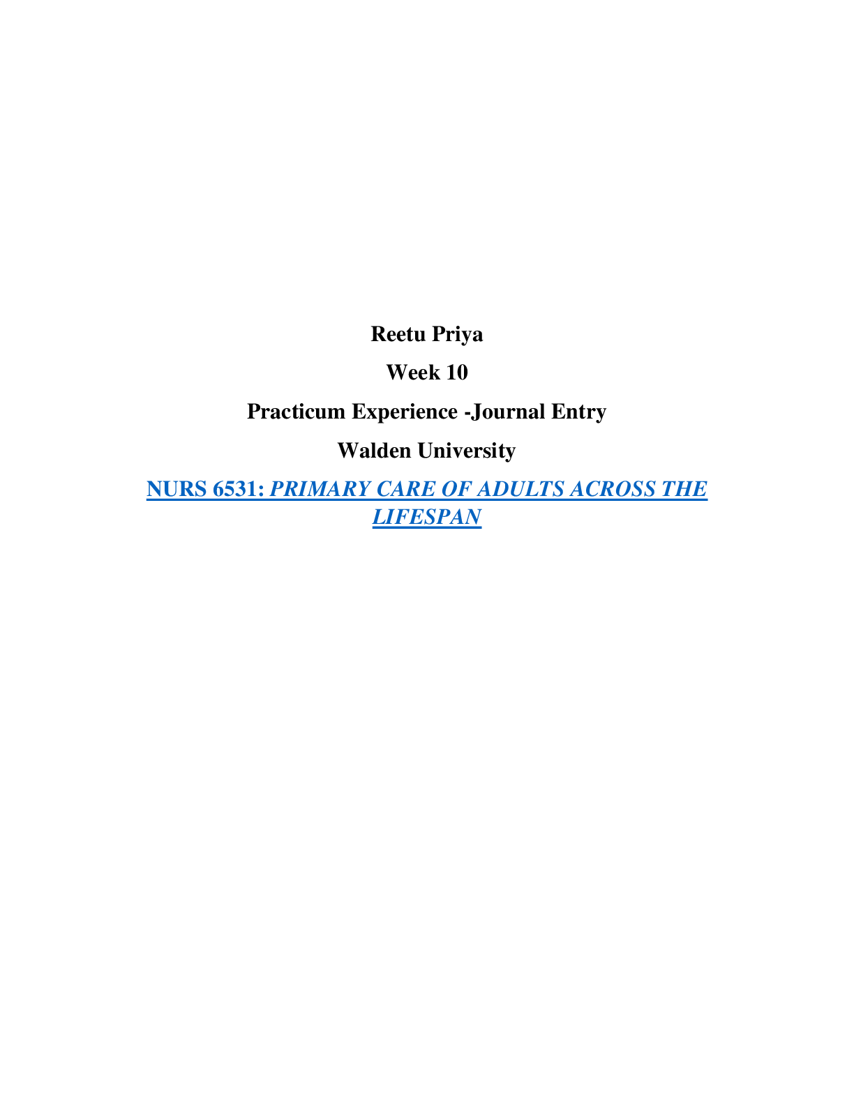 Preview image for PRAC 6531 Week 10 Assignment, Journal Entry for Practicum Experience: 2020