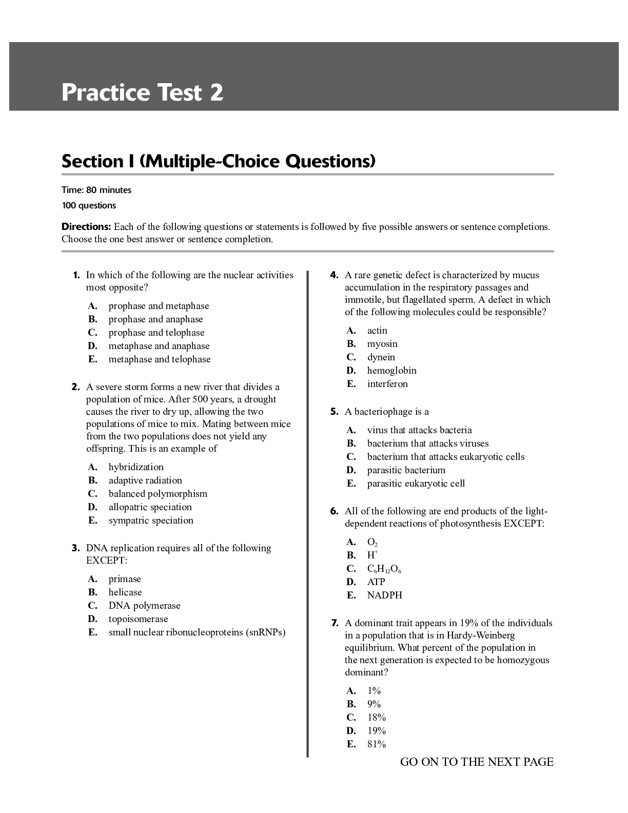 Preview image for Section I (Multiple-Choice Questions)
