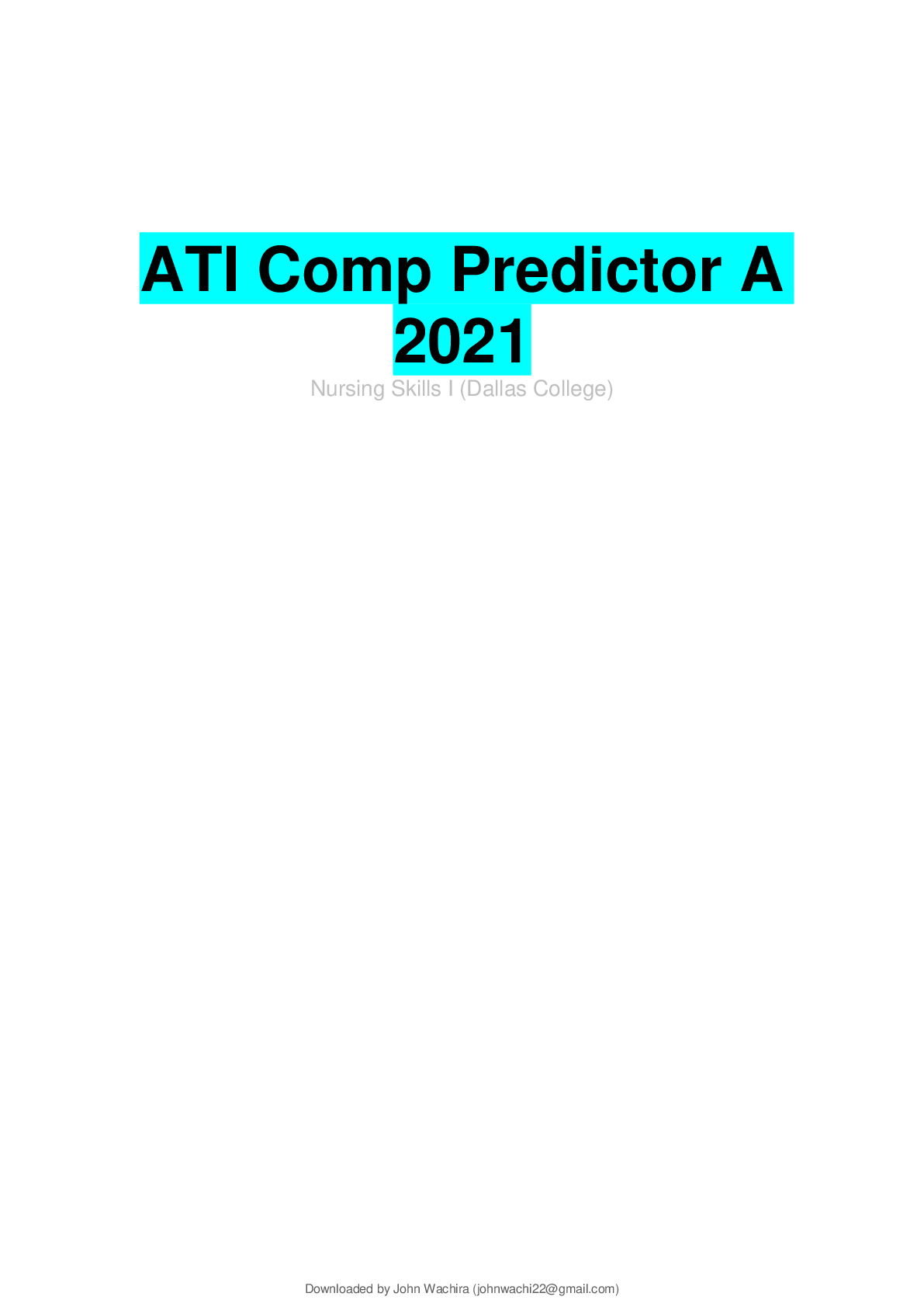 Preview of ATI Comp Predictor A 2021