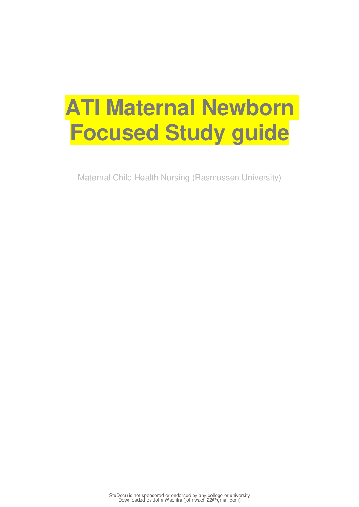 Preview image for ATI Maternal Newborn Proctored 2019