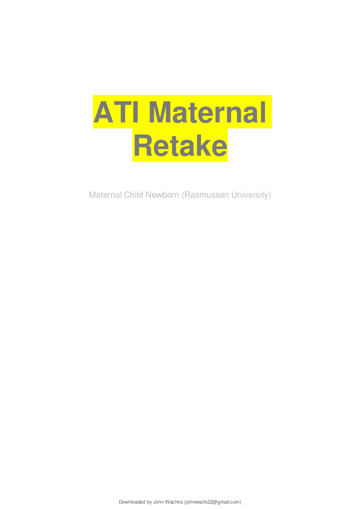 Preview image for ATI Maternal Retake