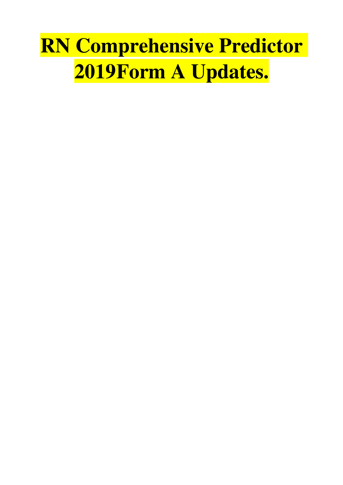 Preview image for RN Comprehensive Predictor 2019Form A Updates.