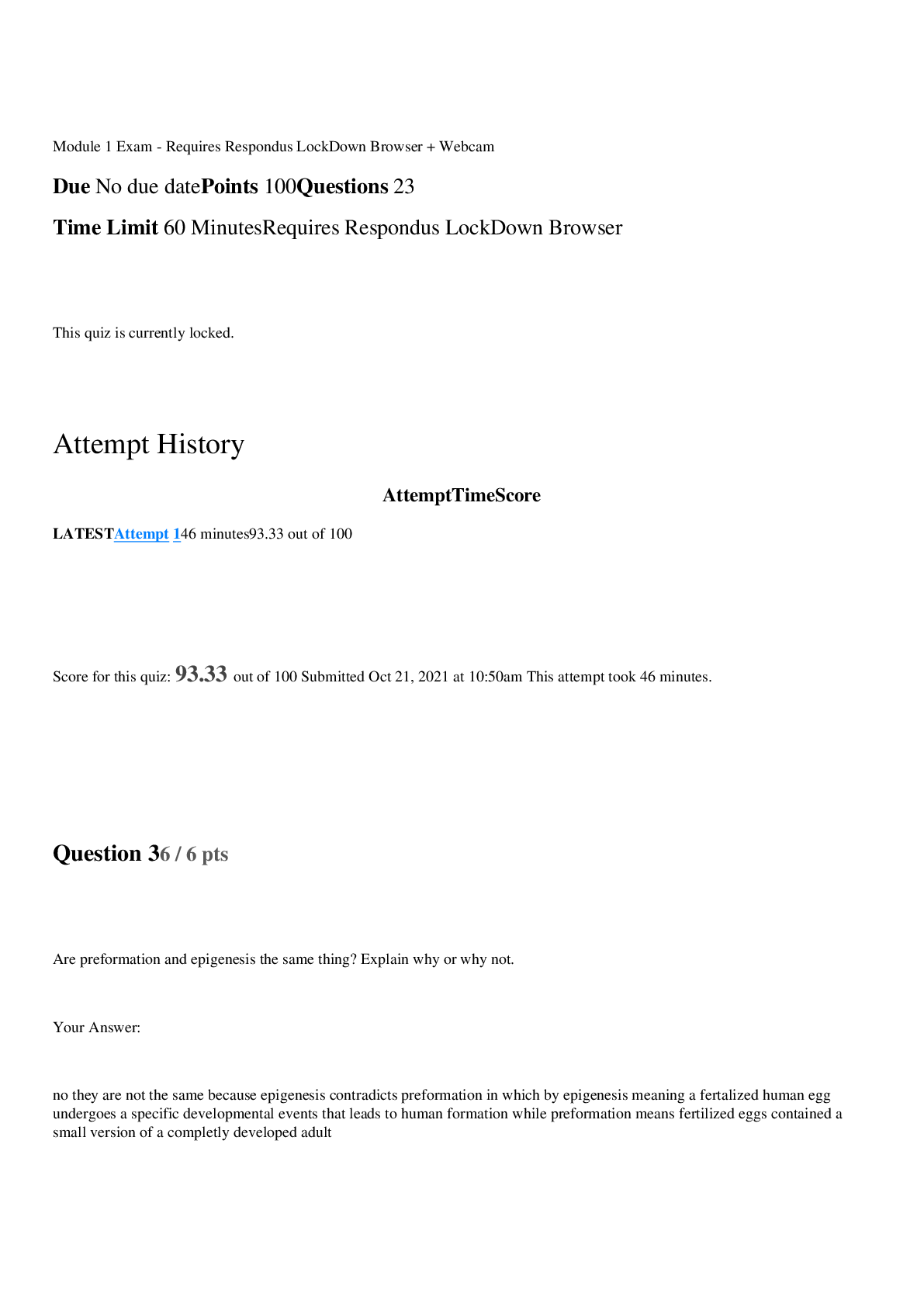 Preview image for BIOD210 Genetics Module 1 exam - portage learning