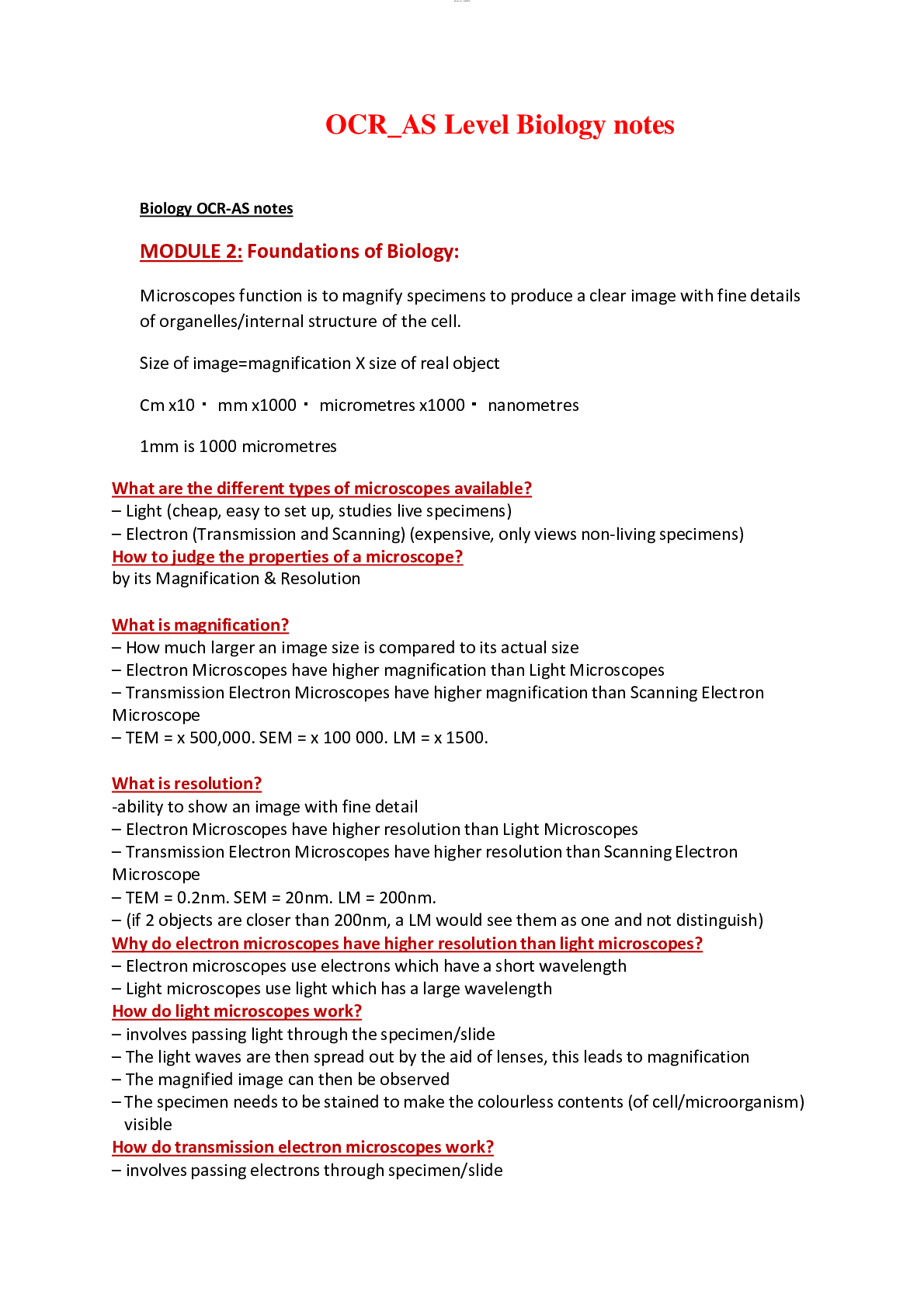 Preview image for >_AS Level Biology notes