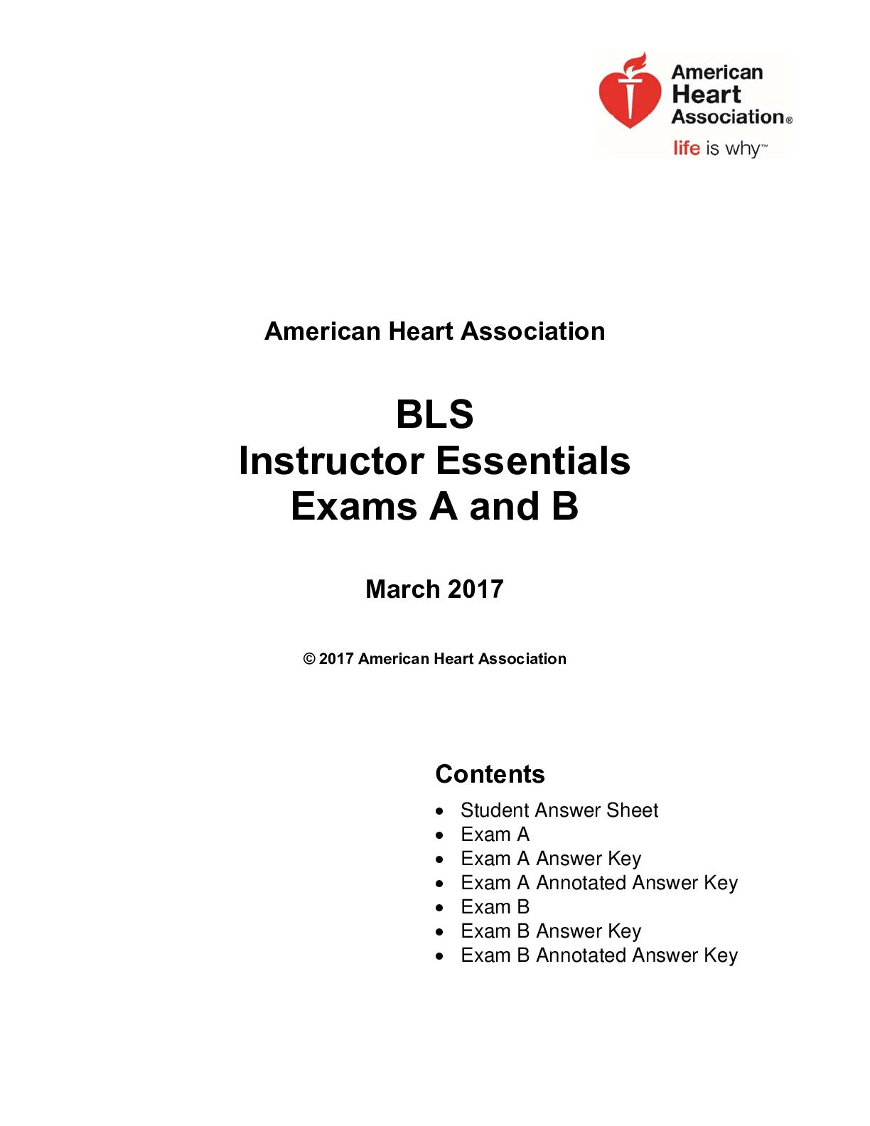 Preview image for American Heart Association  BLS Instructor Essentials Exams A and B 100% verified