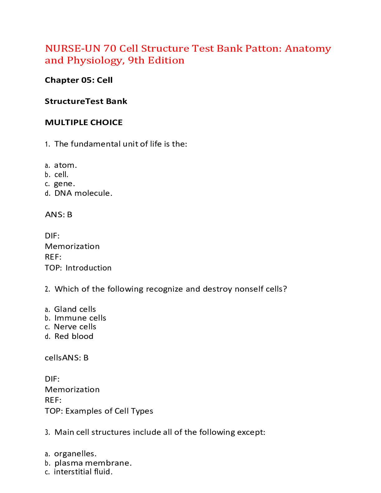 Preview image for Chapter 05: Inflammation and Healing Test Bank