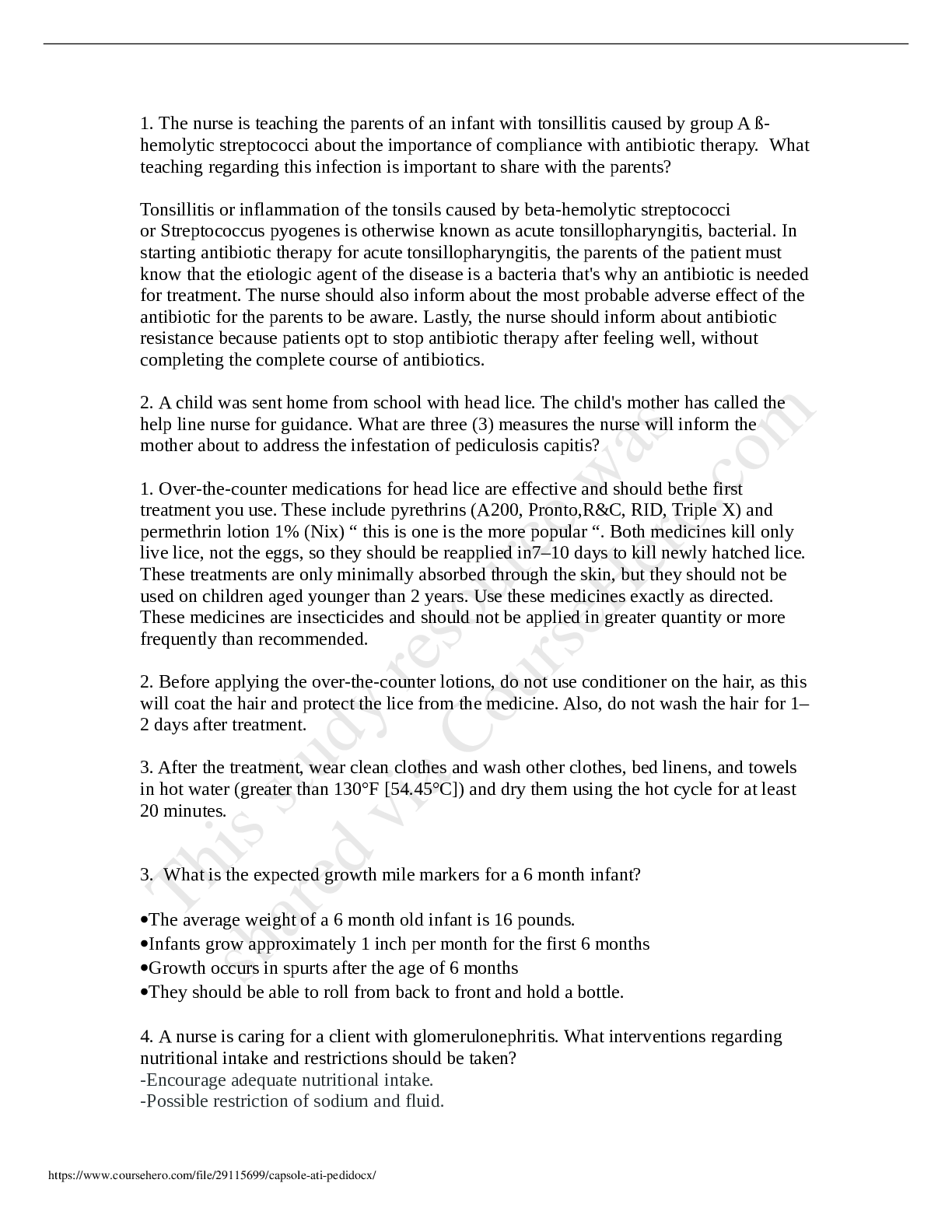 Preview image for Nursing Care of Children Capstone / Regis College - NU 345A / ATI Nursing Care of Children ATI Capstone (answered)