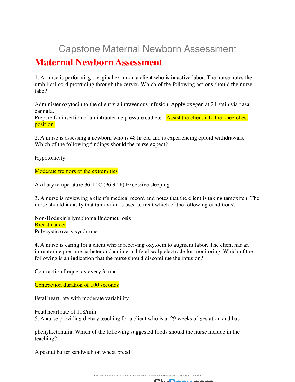 Preview image for ATI Capstone Maternal Newborn Assessment