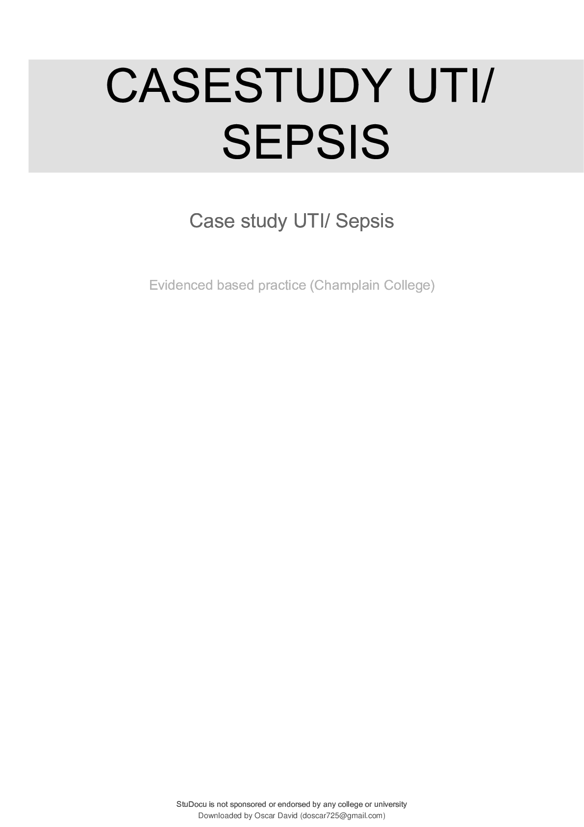 Preview image for Case study UTI/ Sepsis Case study for jean kellly