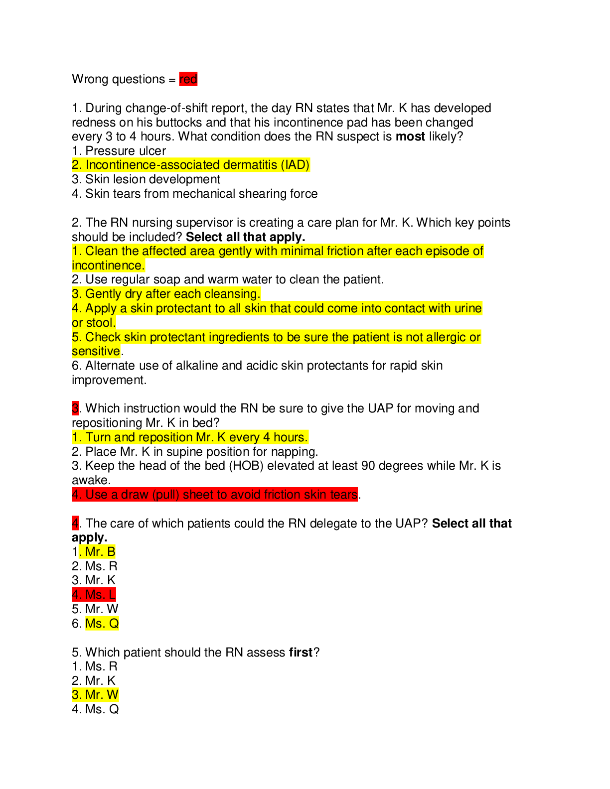 Preview of NSG 280 Case Study 18 Questions And Answers(Marked Exam)scored A; 2020/2021