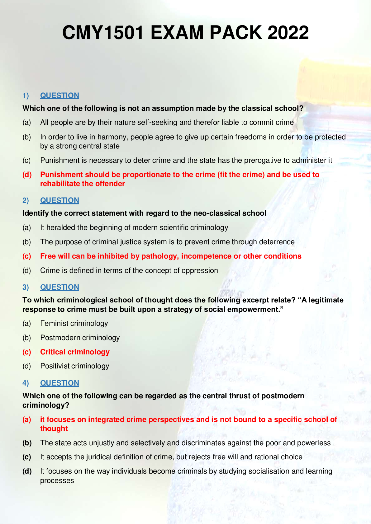 Preview of CMY1501 EXAM PACK 2022