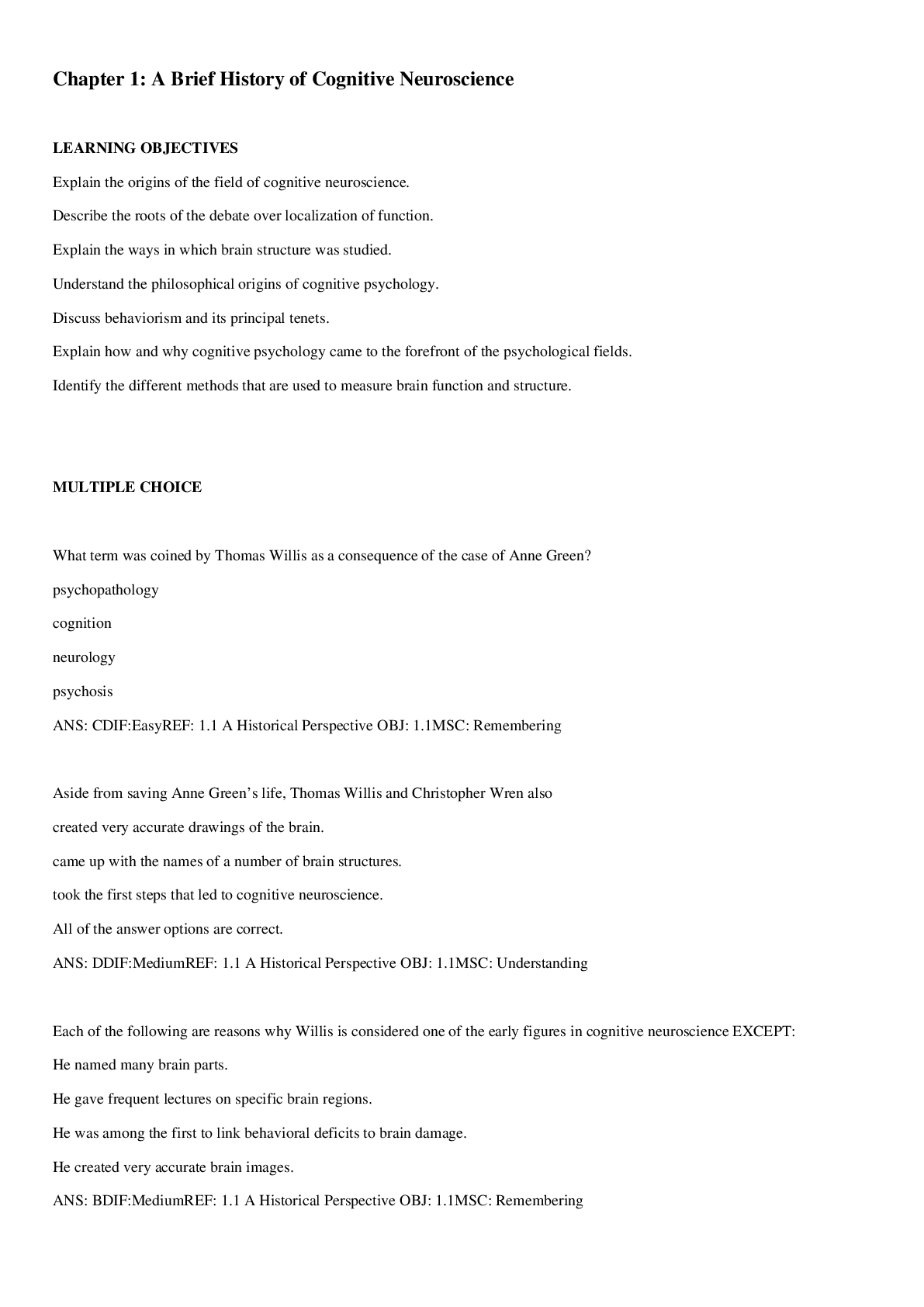 Preview image for Test Bank for Cognitive Neuroscience, The Biology of the Mind 5th Edition by Gazzaniga