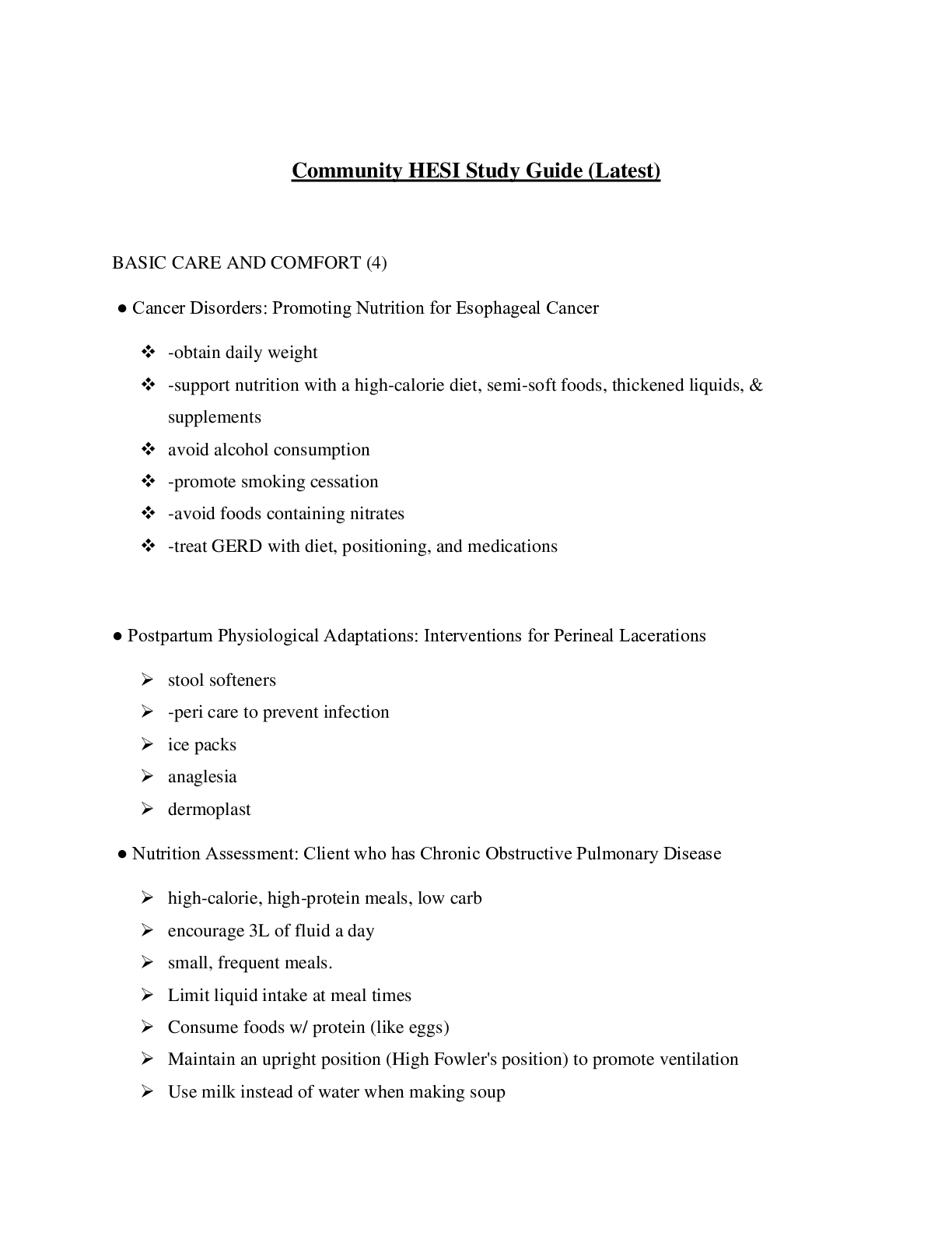 Preview image for Community HESI Study Guide (Latest).