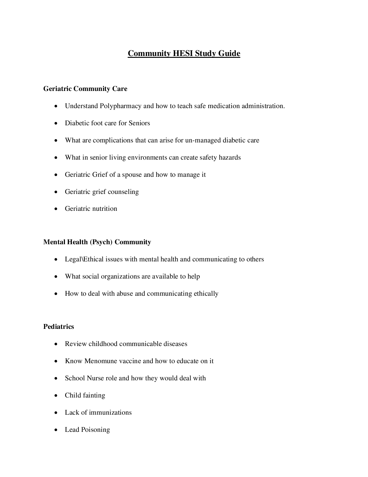 Preview image for Community HESI Exam Study Guide.