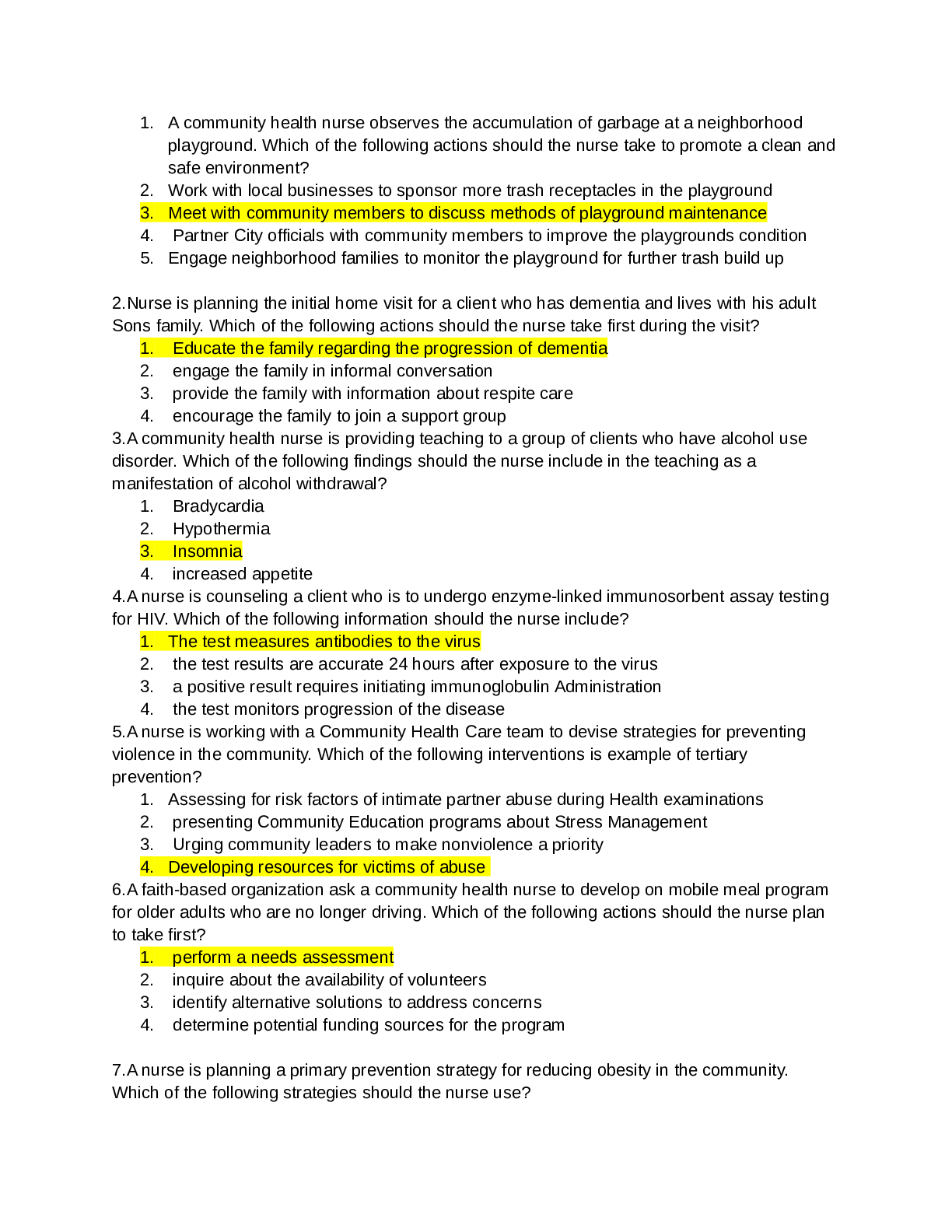 Preview image for NURSING 220 Community B Questions and Answers