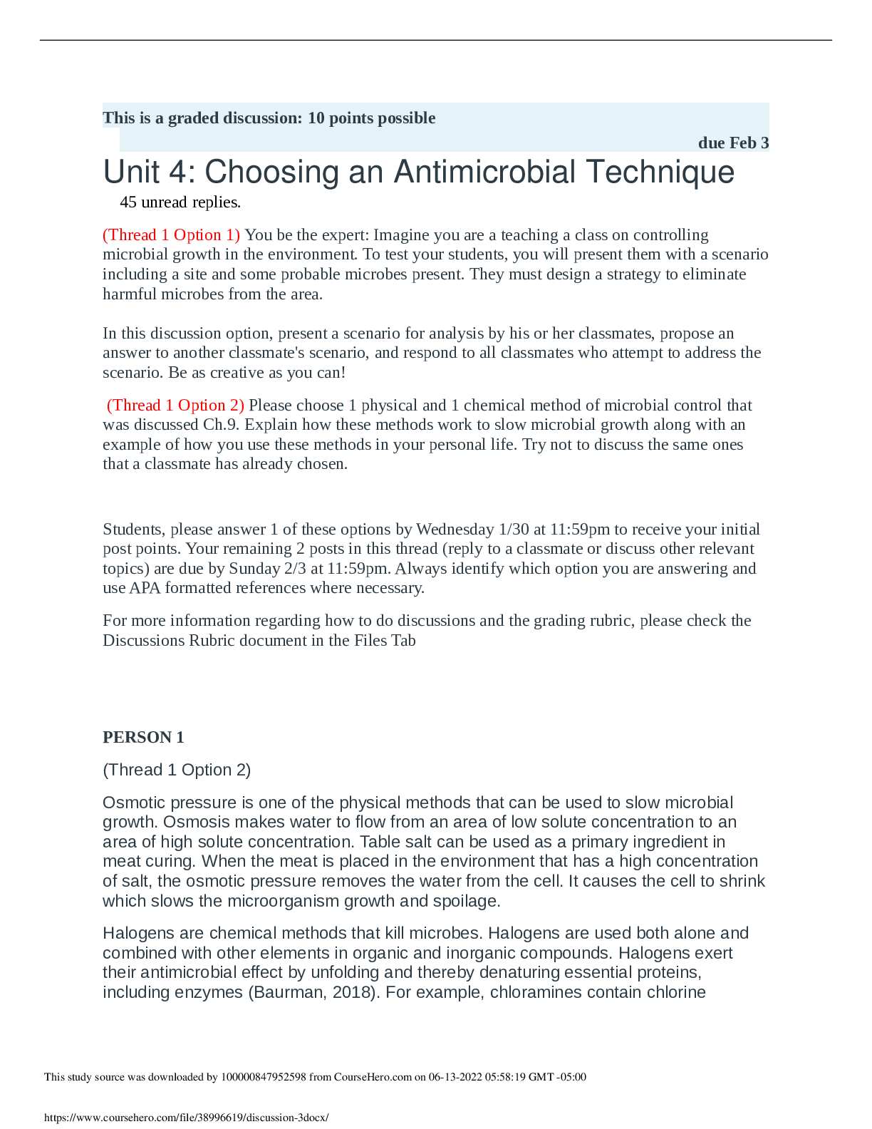 Preview image for BIOS 252 Unit 4 Discussions with Answers