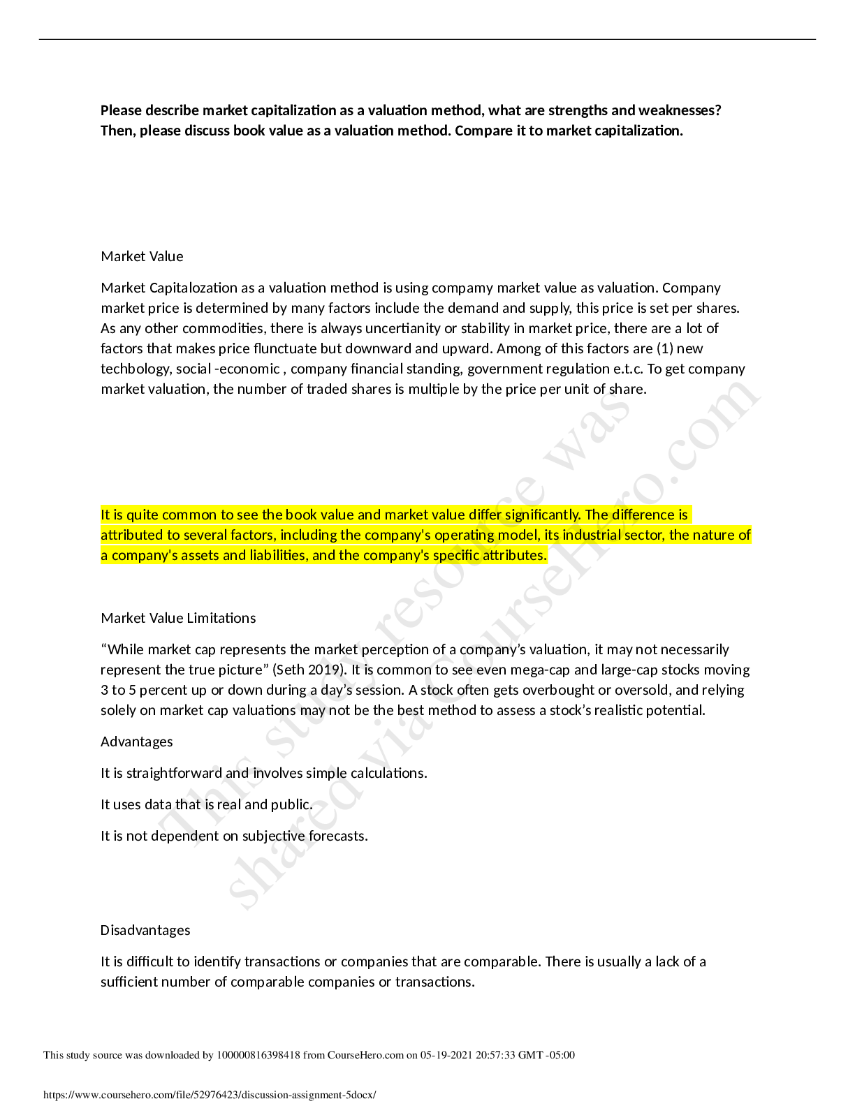 Preview image for University of the PeopleFINANCIAL BUS 5111discussion assignment 5