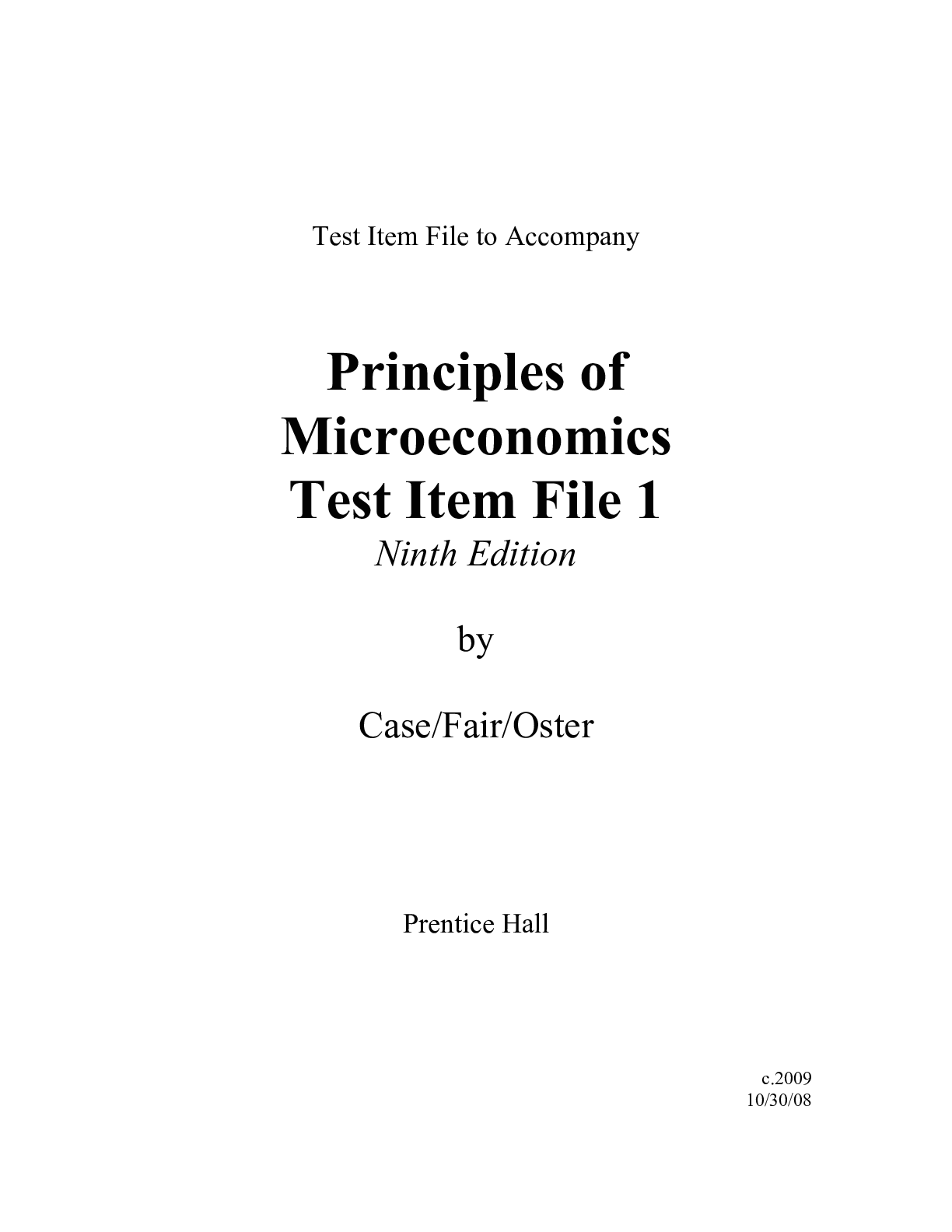 Preview image for TEST BANK Principles of Microeconomics Test Item File 1 Ninth Edition by Case/Fair/Oster NEW UPDATE 2021