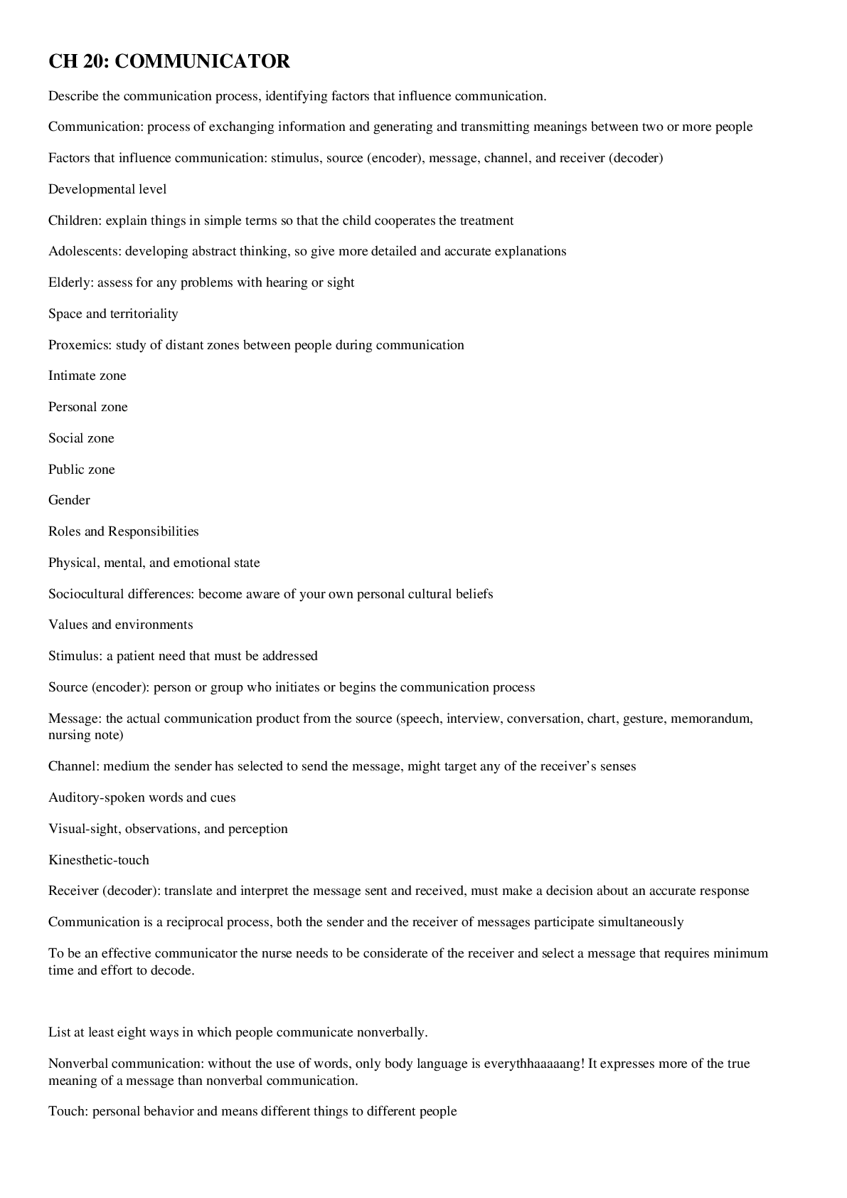 Preview image for CH-Communication Exam Review