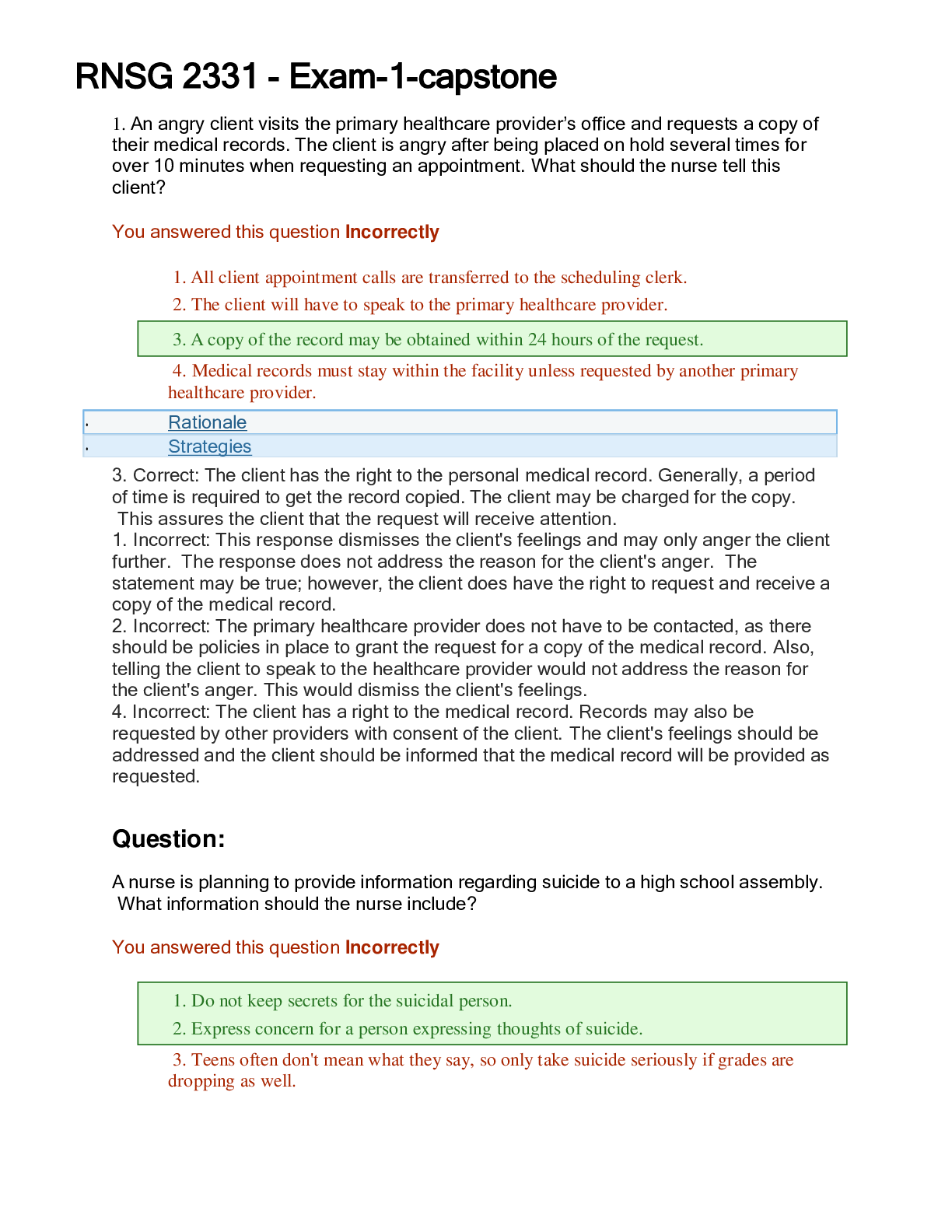 RNSG 2331 - Exam-1-capstone. (100% correct answers)