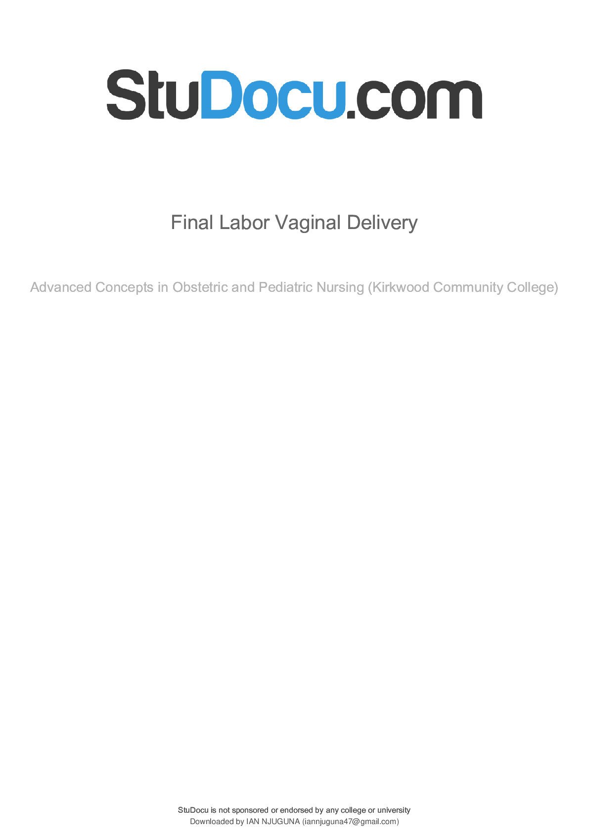 Preview image for Labor-Vaginal Delivery