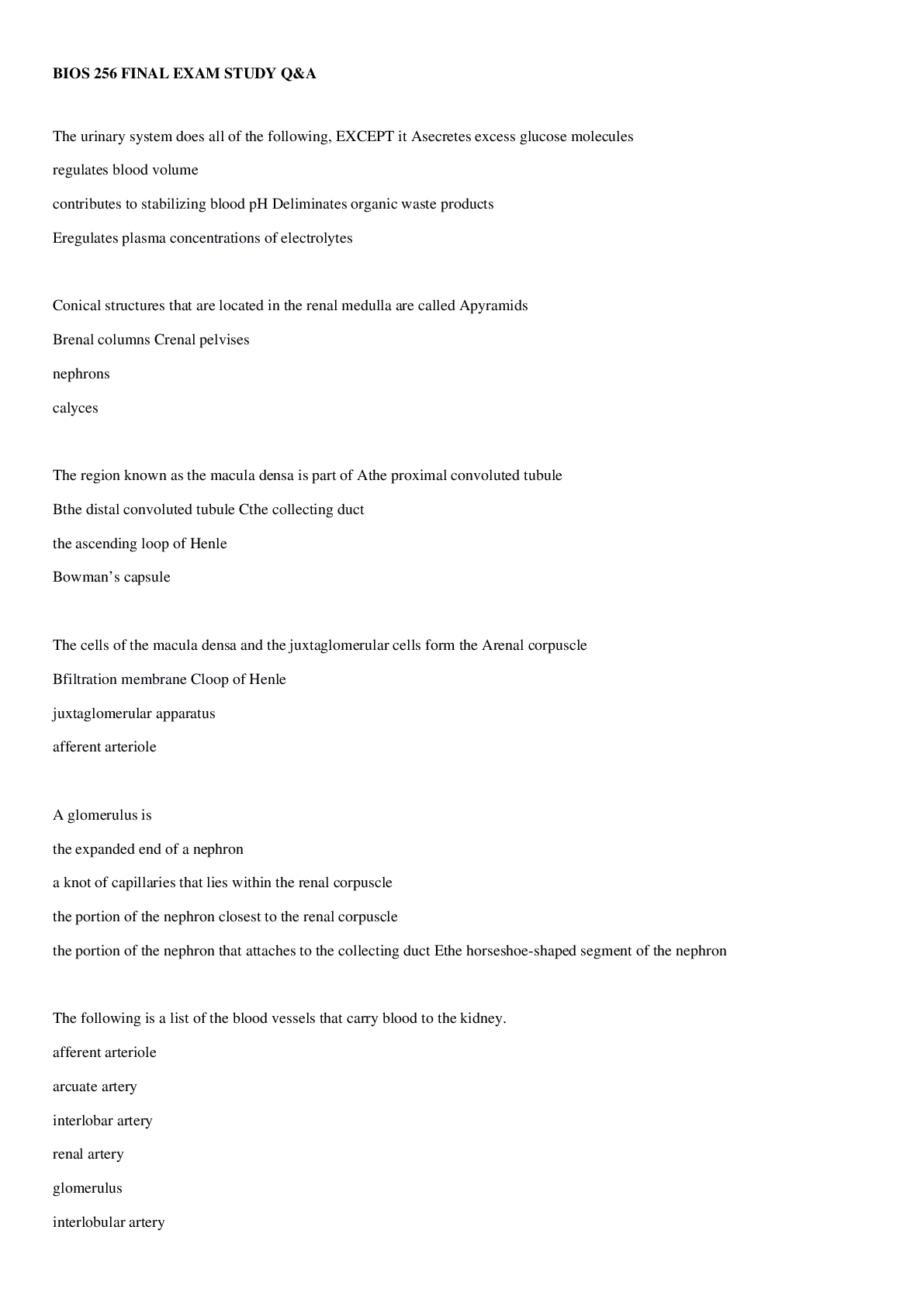 Preview image for BIOS 256 FINAL EXAM STUDY Q&A | Comprehensive ATI