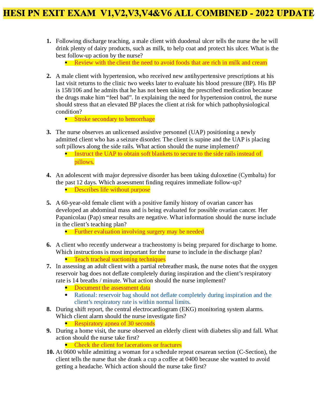 Preview image for MED SURG HESI EXAM (1) GRADED A