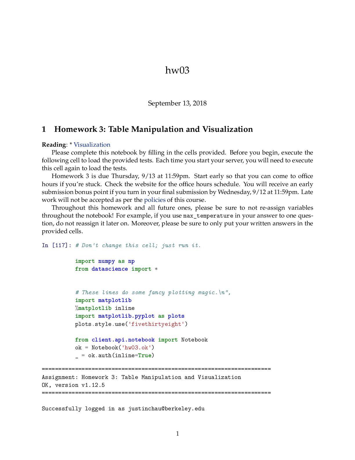 Preview image for DATA MISC  Homework 03 | University of California, Berkeley