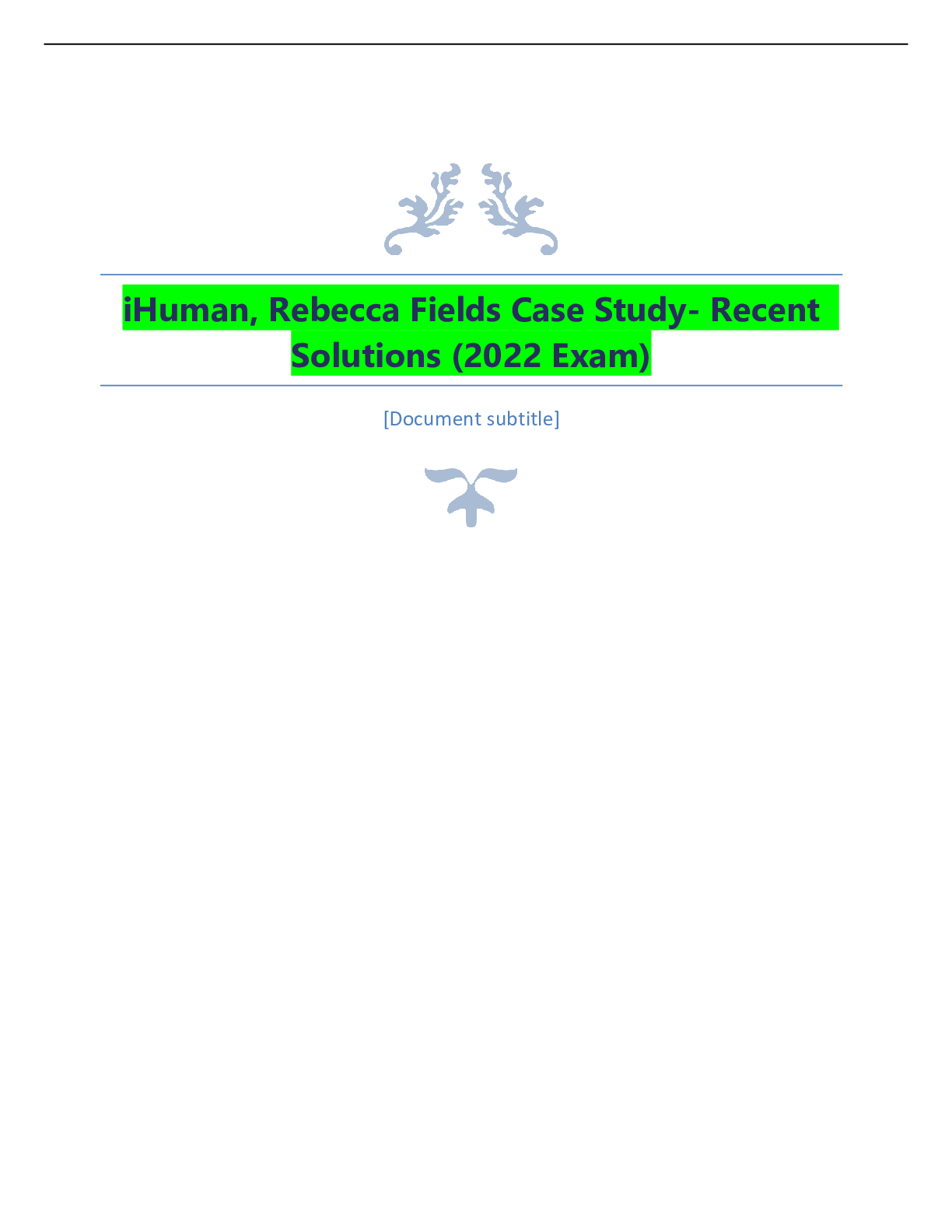 Preview image for iHuman, Rebecca Fields Case Study- Recent  Solutions (2022 Exam)