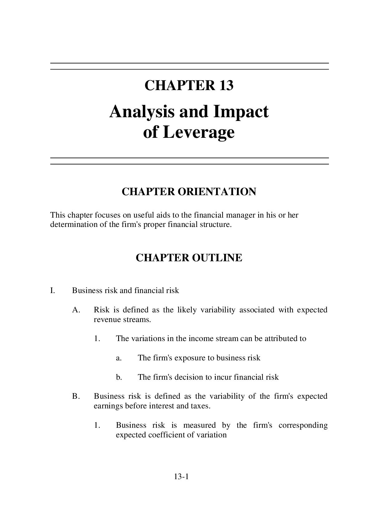 Preview image for FIN 565 International Finance - CHAPTER 13 Analysis and Impact of Leverage.