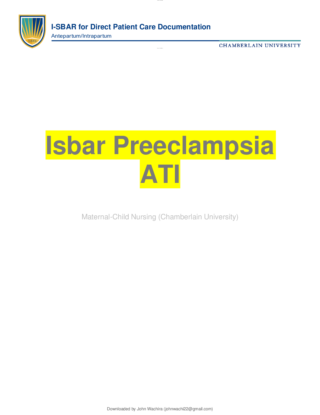 Preview image for Isbar Preeclampsia ATI
