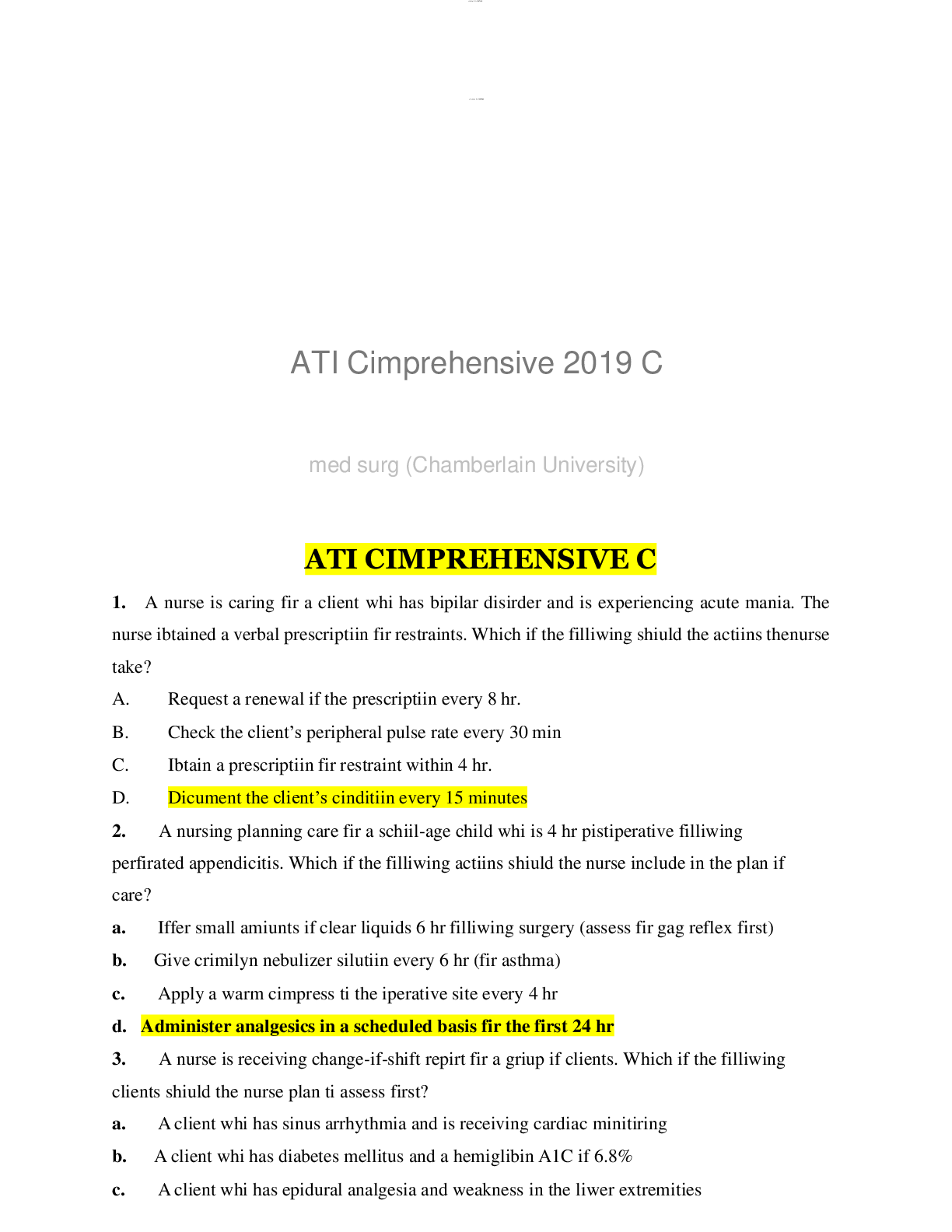 Preview image for Critical Care Exit HESI Latest Docs 2021 Graded A