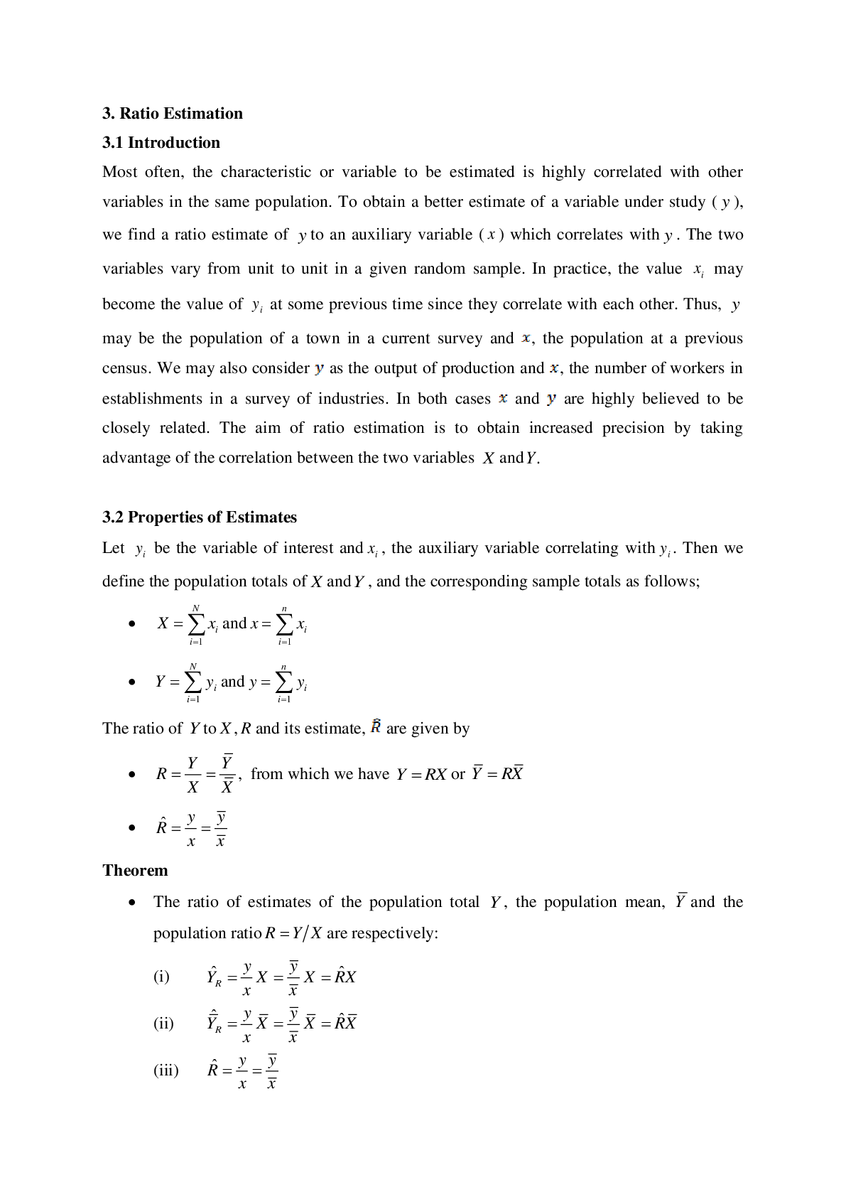 Preview image for Ratio Estimations