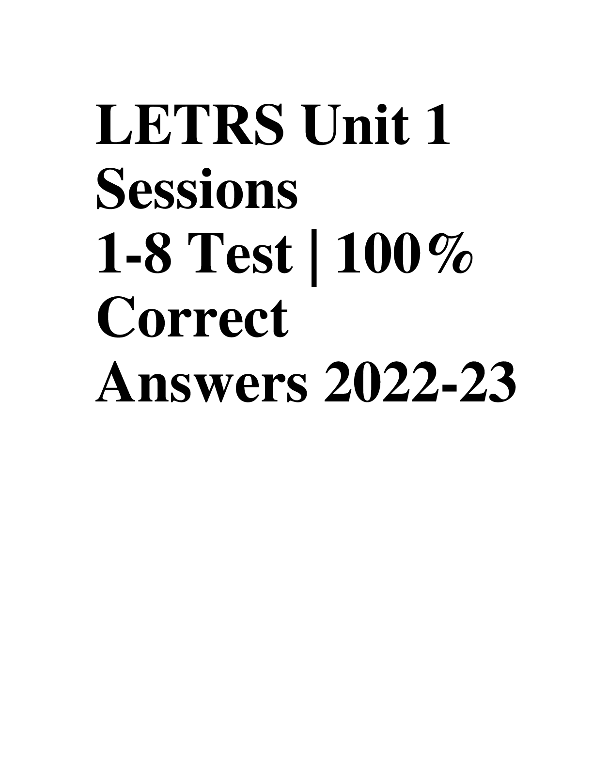 Preview image for LETRS Unit 1 Sessions 1-8 Test | 100% Correct Answers 2022-23