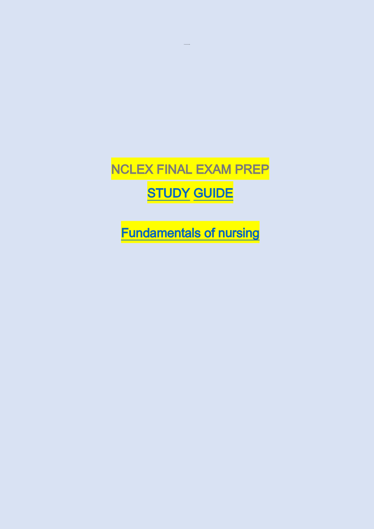 Preview image for NCLEX Final Exam Study Guide (2021)