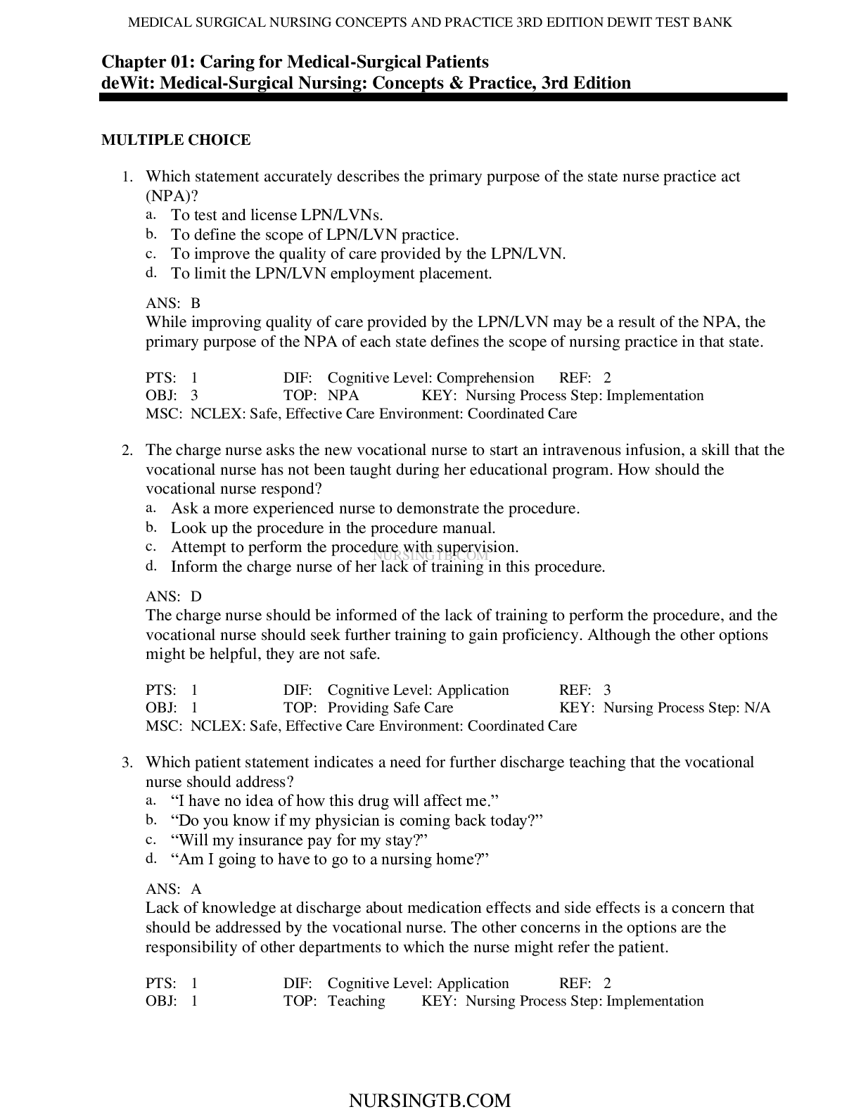 Preview image for Chapter 01: Caring for Medical-Surgical Patients : Concepts & Practice