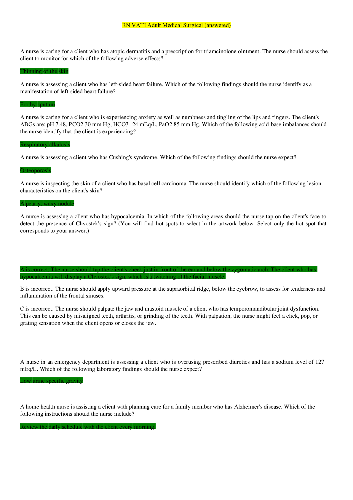 Preview image for RN VATI Adult Medical Surgical (GRADED A) VATI-RN (LATEST UPDATE) ADULT MEDICAL SURGICAL Exam Elaborations Questions & Answers