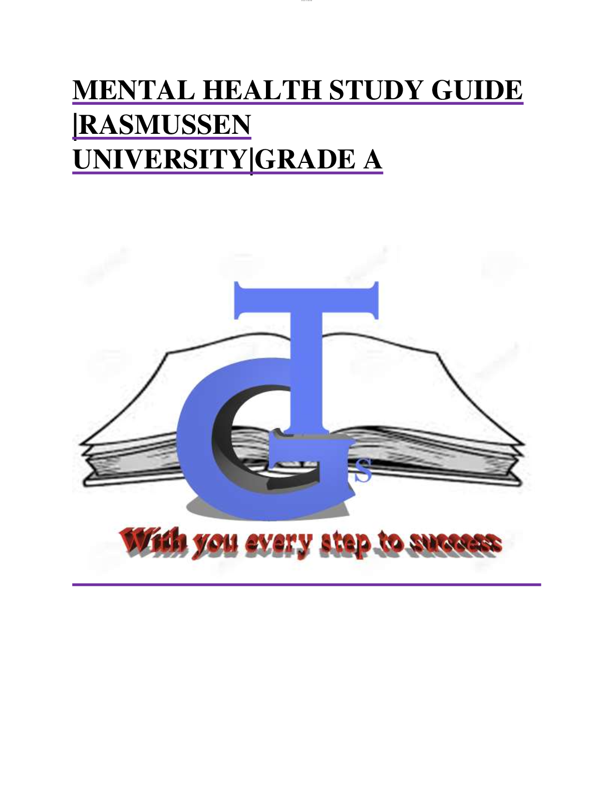 Preview image for MENTAL HEALTH STUDY GUIDE |RASMUSSEN  UNIVERSITY|GRADE A