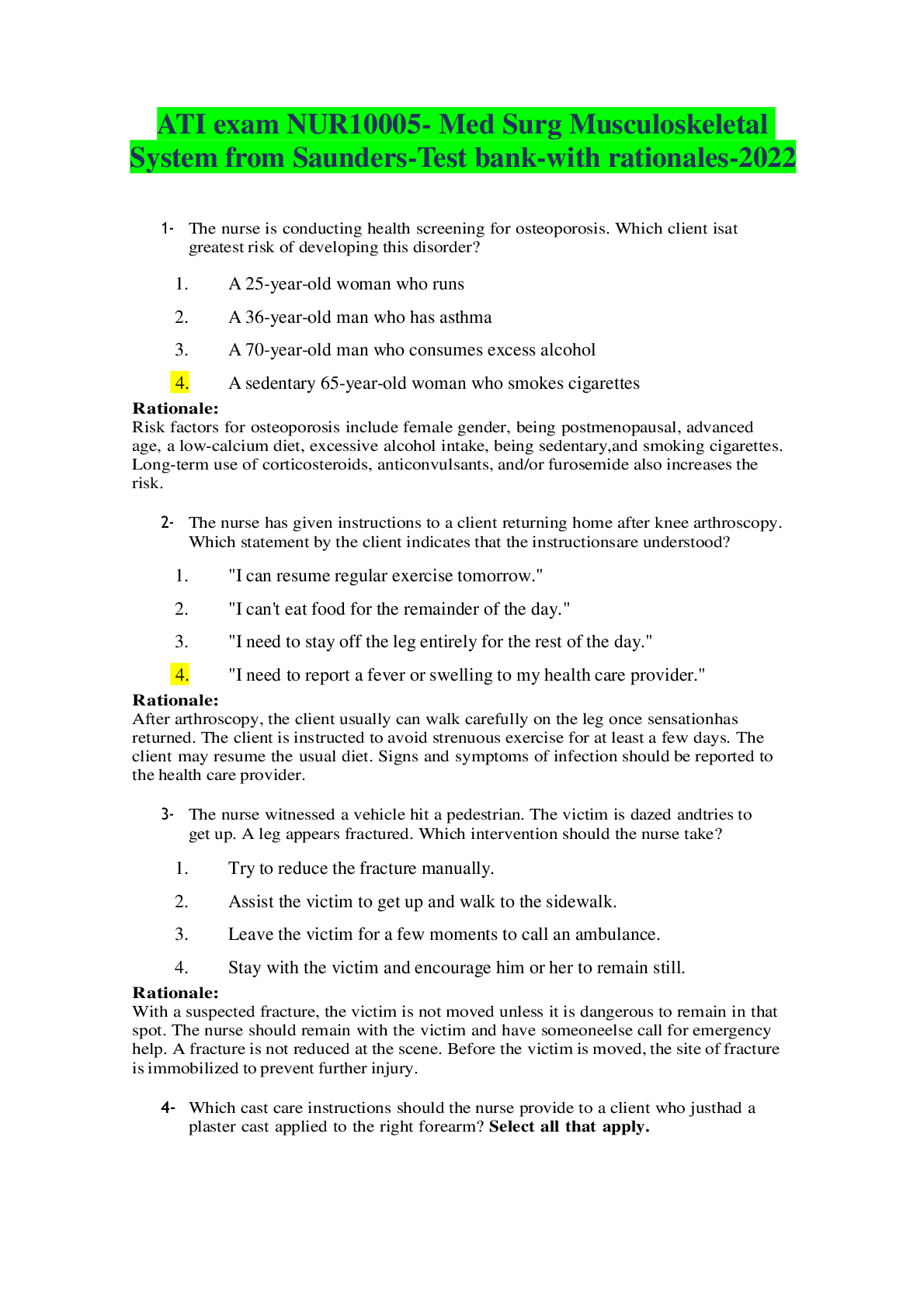Preview image for Med-Surgical Exam - Musculoskeletal System From Saunders (2021)