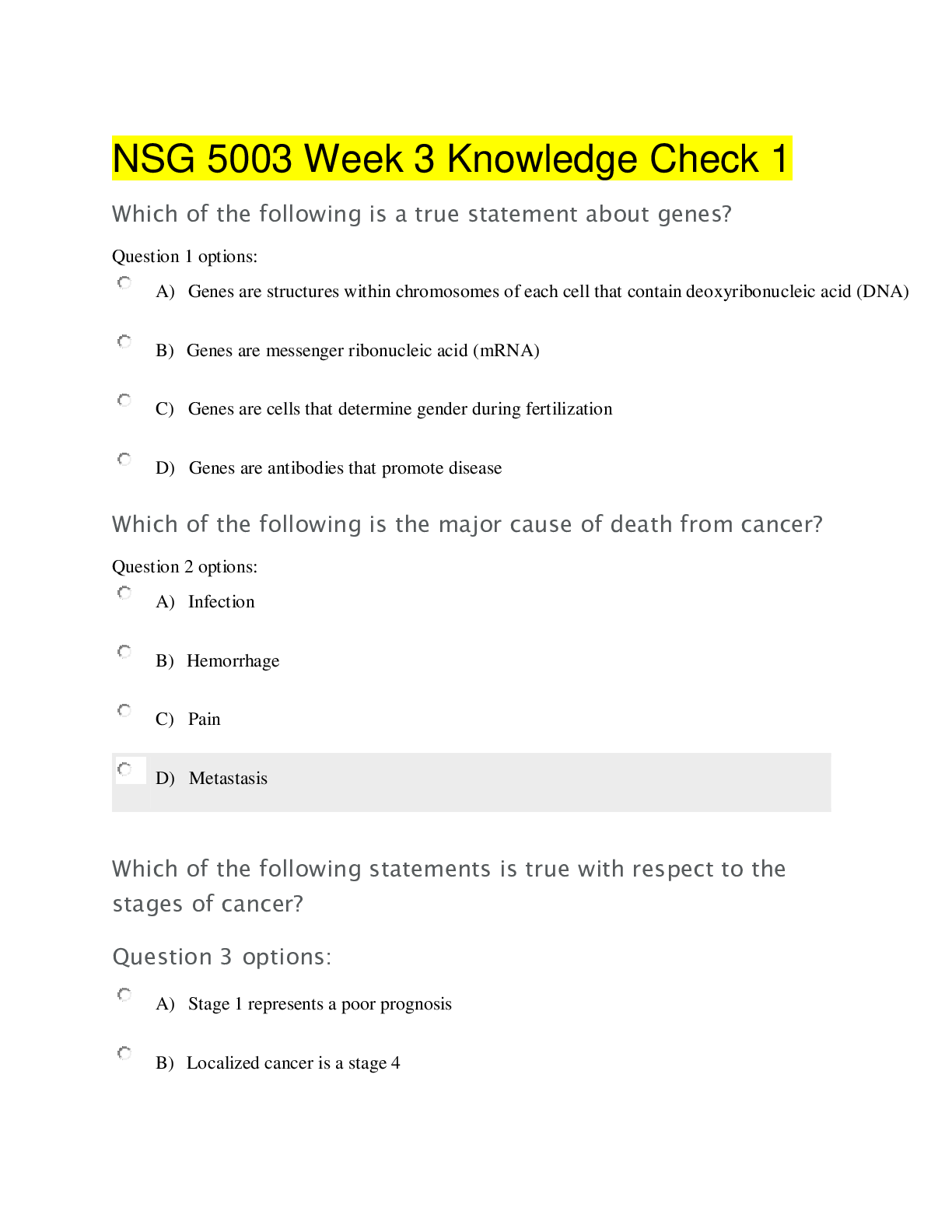 Preview image for NSG 5003 Week 3 Knowledge Check 1(Good Scores)