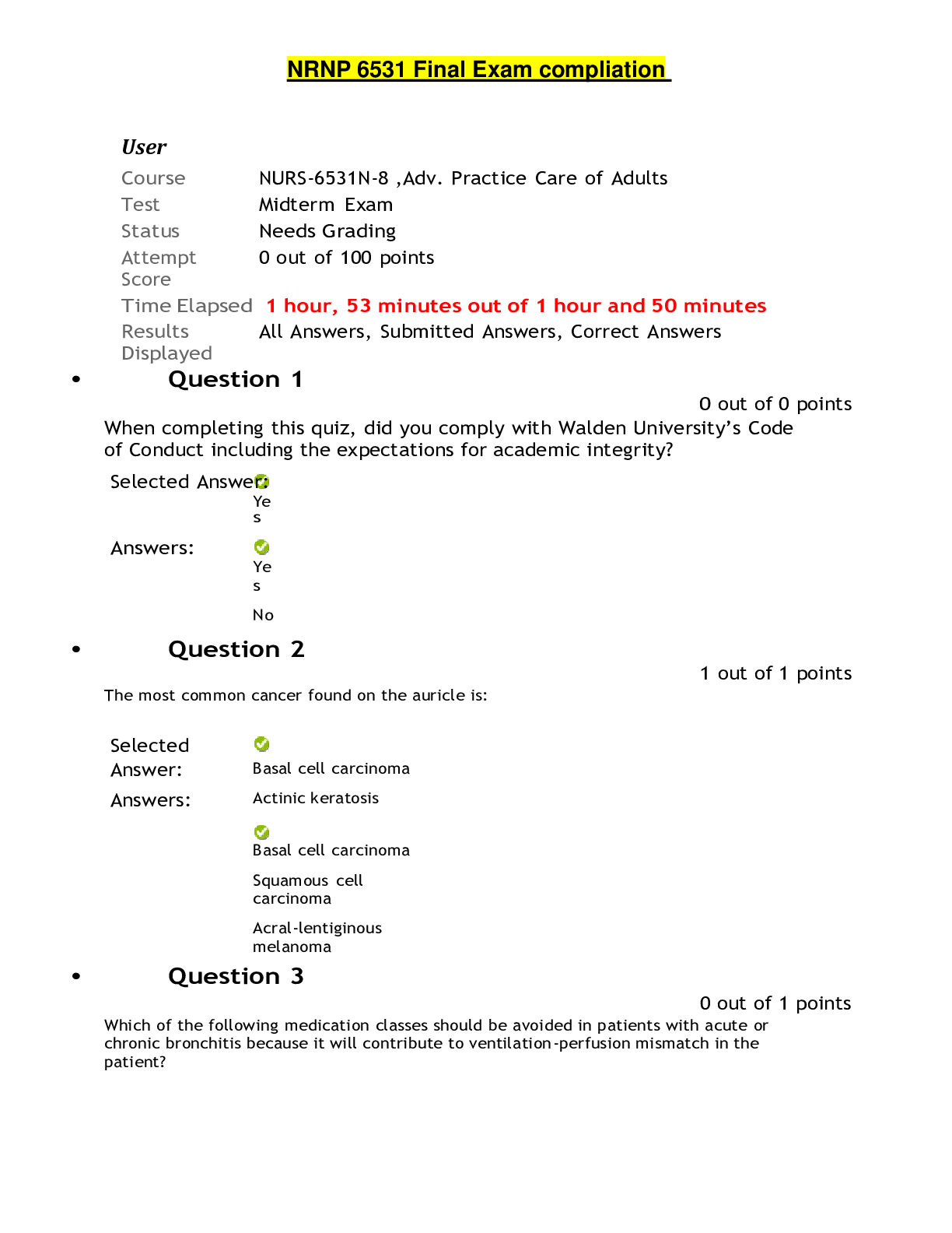 Preview image for NRNP 6531 Final Exam compliation