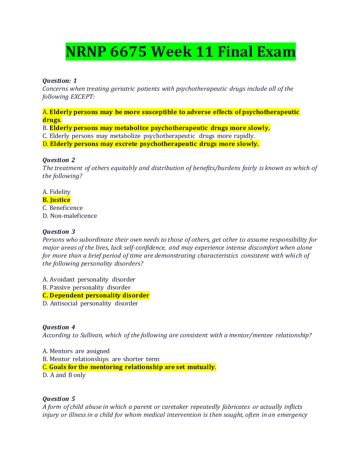 Preview image for Nrnp 6675 week 11 final exam