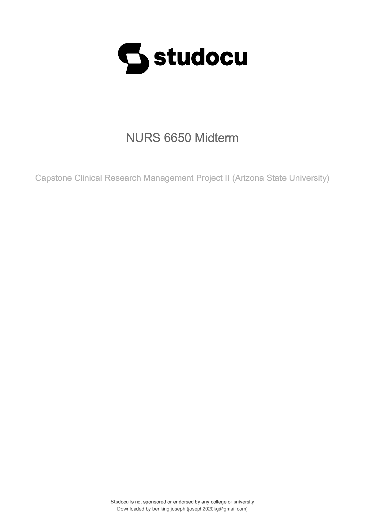 Preview image for NURS 6650 Midterm & Final Exam – Questions and Answers