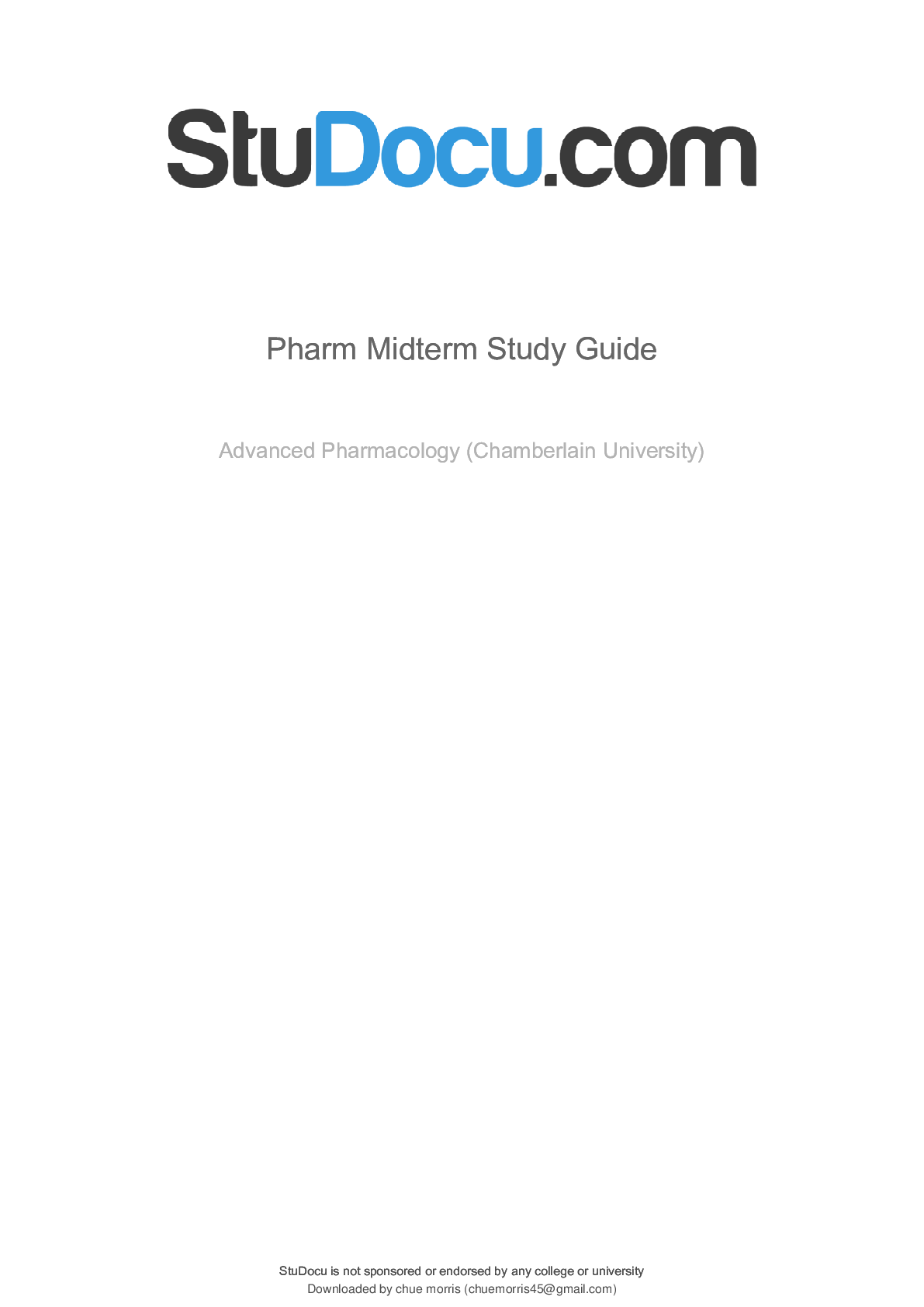 Preview of Advanced Pharmacology  Mid-term Study Guide/Notes 2021