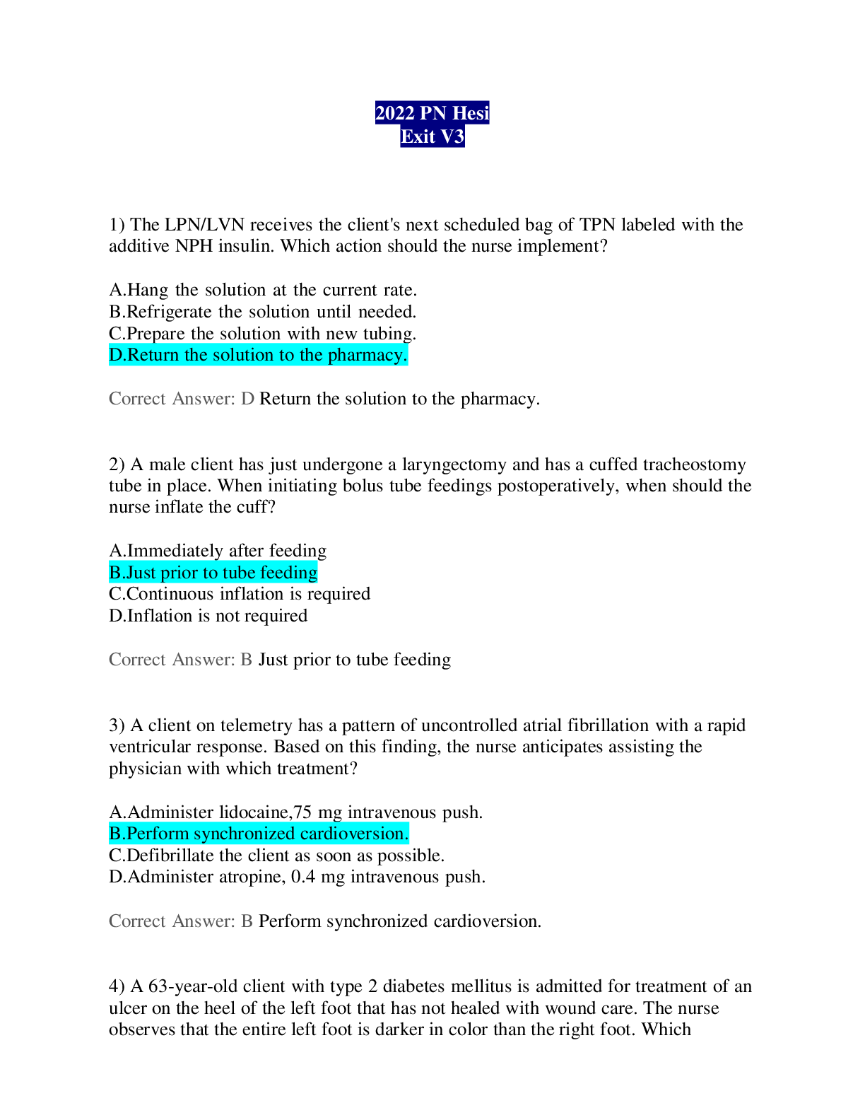 Preview image for 2022/2023  PN Hesi Exit V3 complete with all the answers