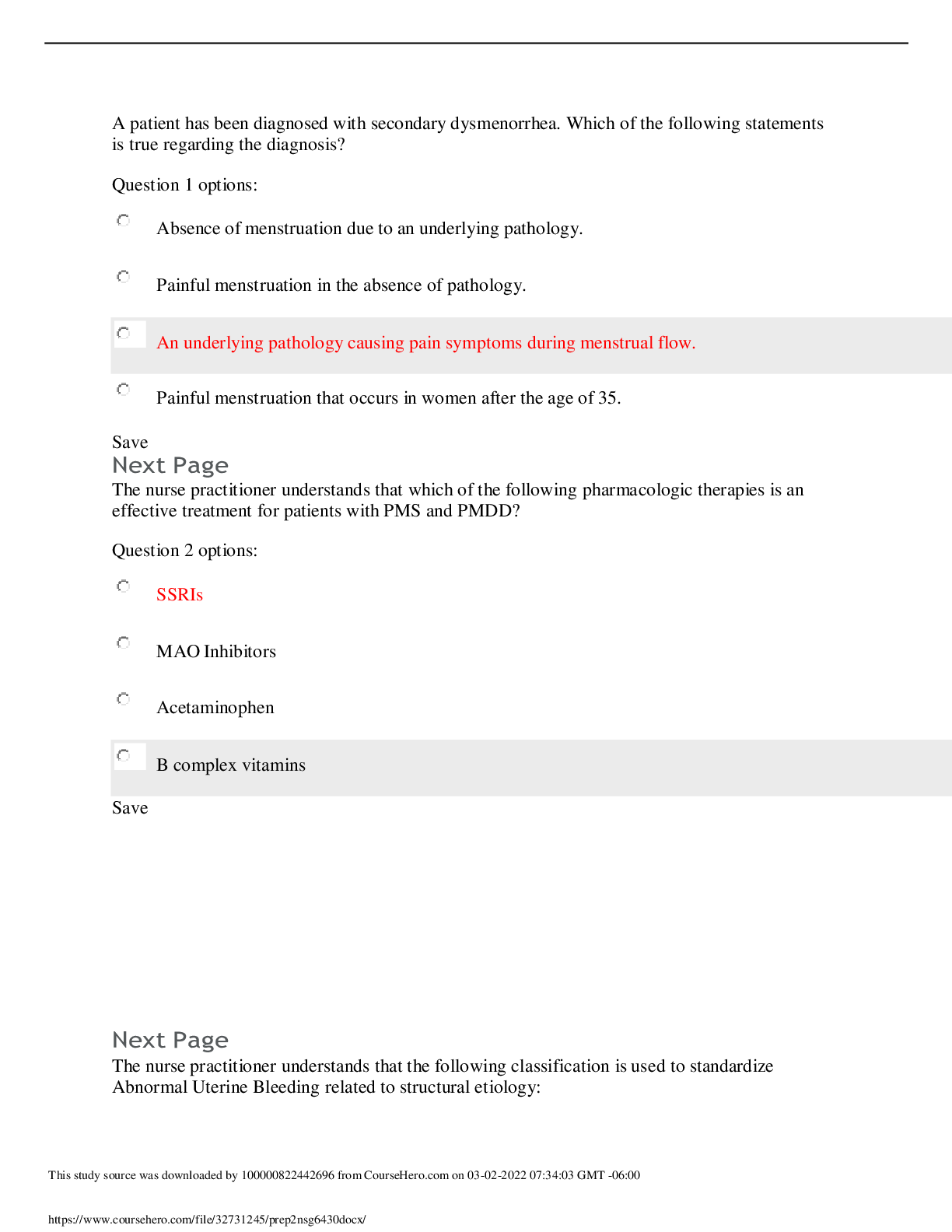 Preview image for NSG 6430 Week 2 KC/questions and answers/download to score an A
