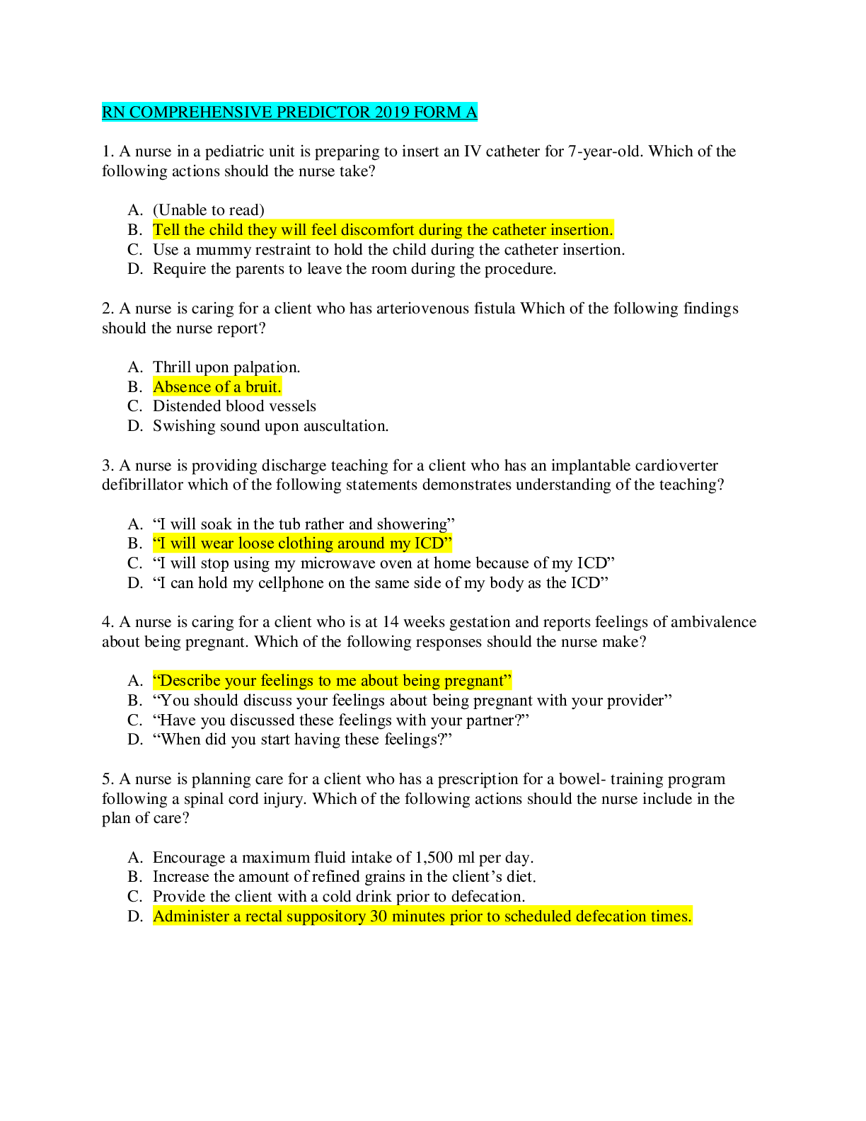 Preview image for RN Comprehensive Predictor 2019 Form A, B & C