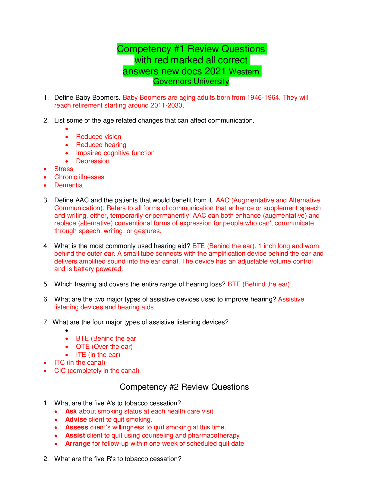 Preview image for Western Governors University - NURS C475 study guide care of old adults.