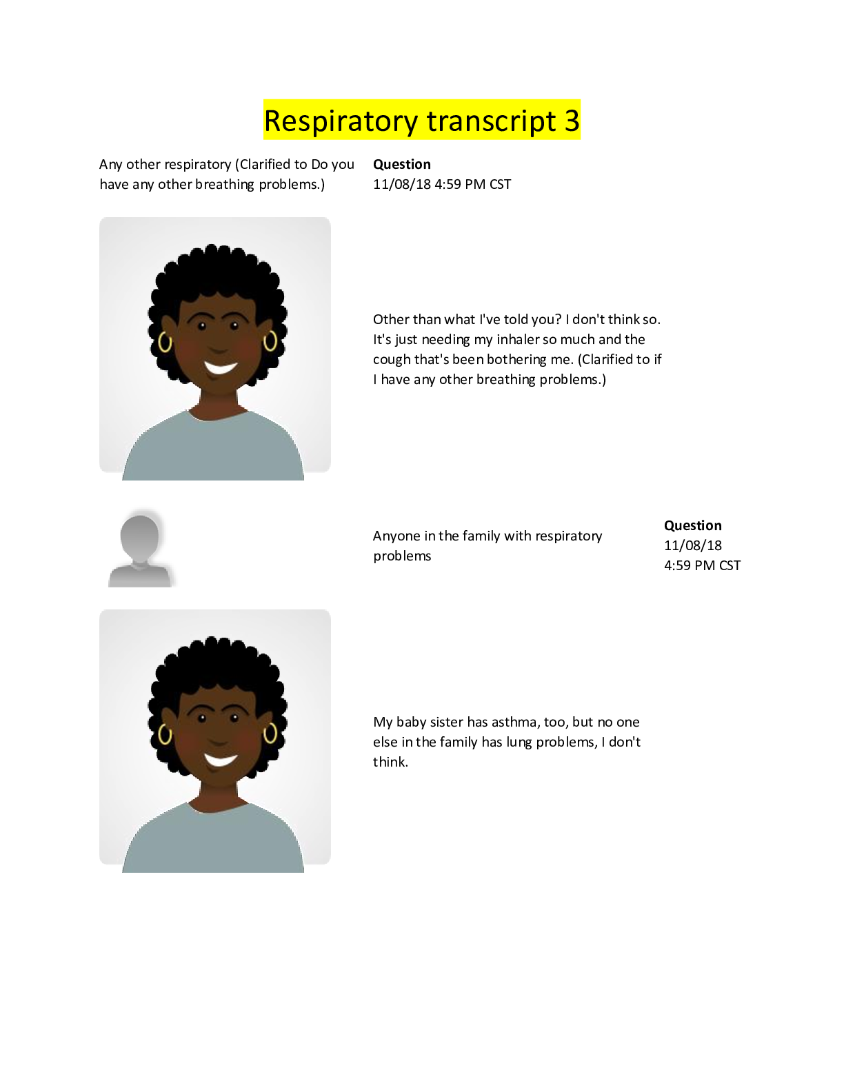 Preview image for Chamberlain College Of Nursing / NR509/ NURS509_ NR 509 Week 5 Respiratory Health Physical Assessment Completed Transcript.