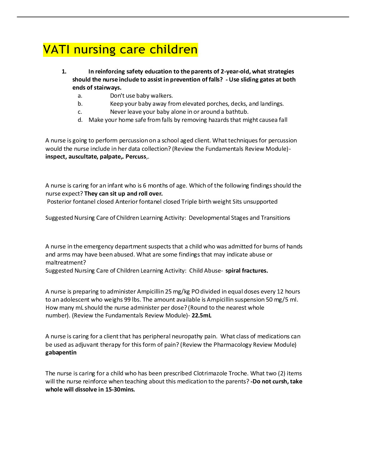 Preview image for VATI nursing care children (Graded A)